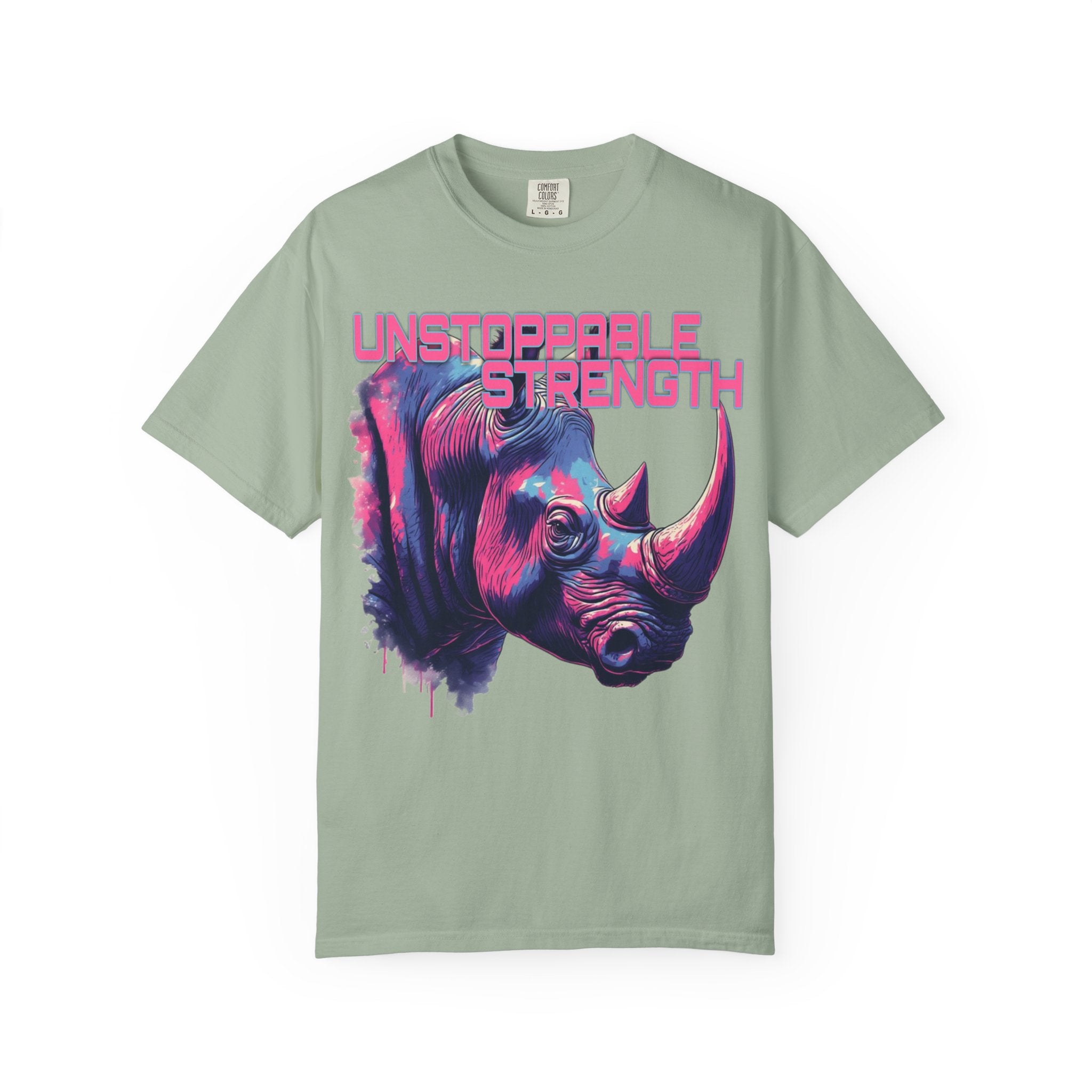 Unstoppable Strength Rhino T-Shirt — Bold Neon