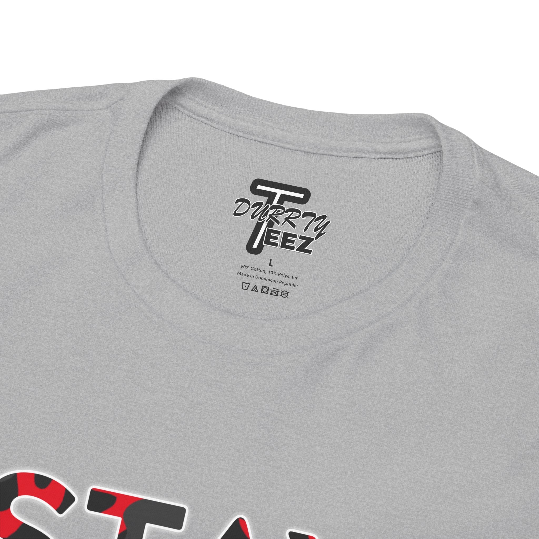 "Stay Based!" Bold Red/Black Camo Graphic Tee