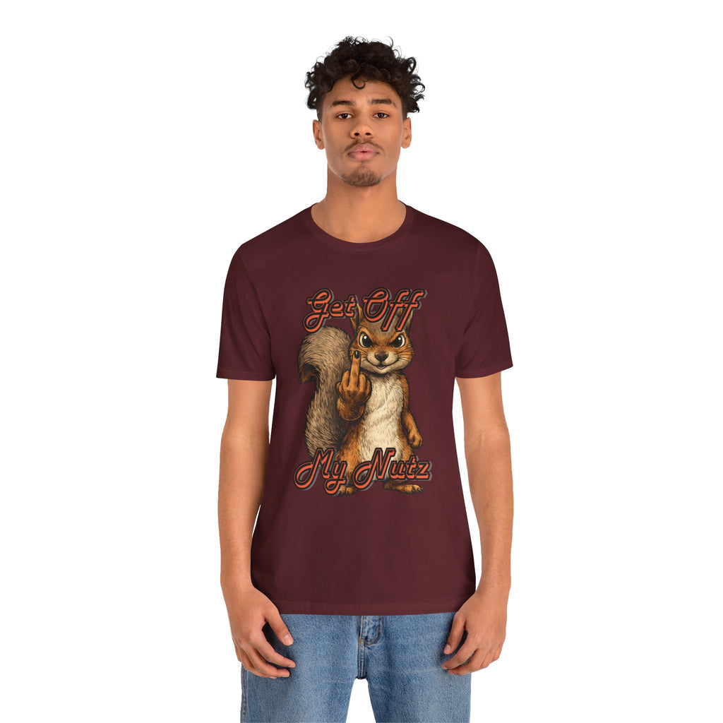 "Get Off My Nutz" Funny Middle Finger Squirrel Graphic Tee