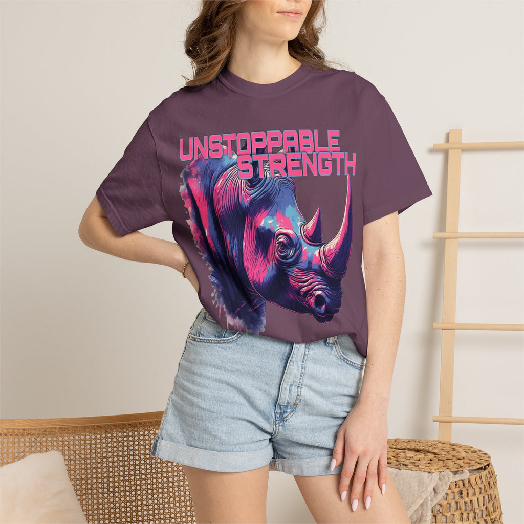 Unstoppable Strength Rhino T-Shirt — Bold Neon