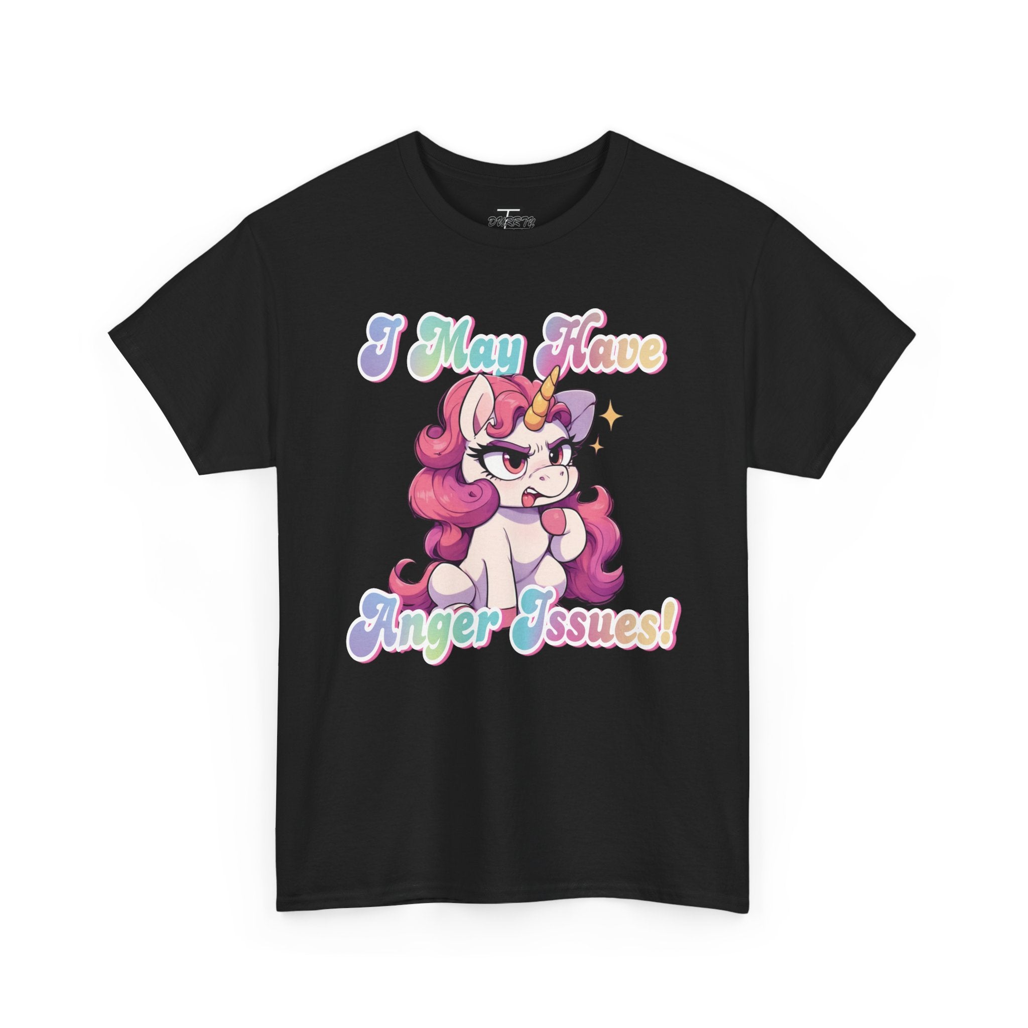 "I May Have Anger Issues" Cute Angry Unicorn Pastel Graphic Tee