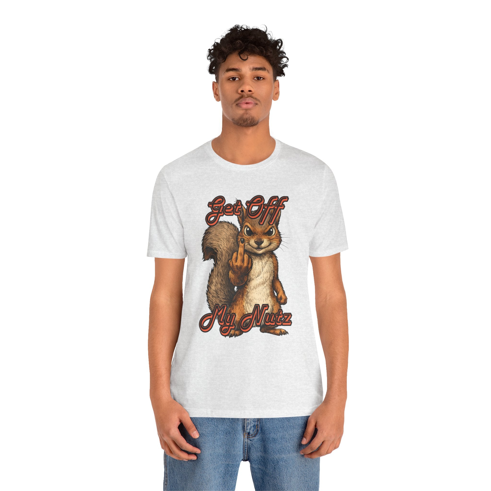 "Get Off My Nutz" Funny Middle Finger Squirrel Graphic Tee