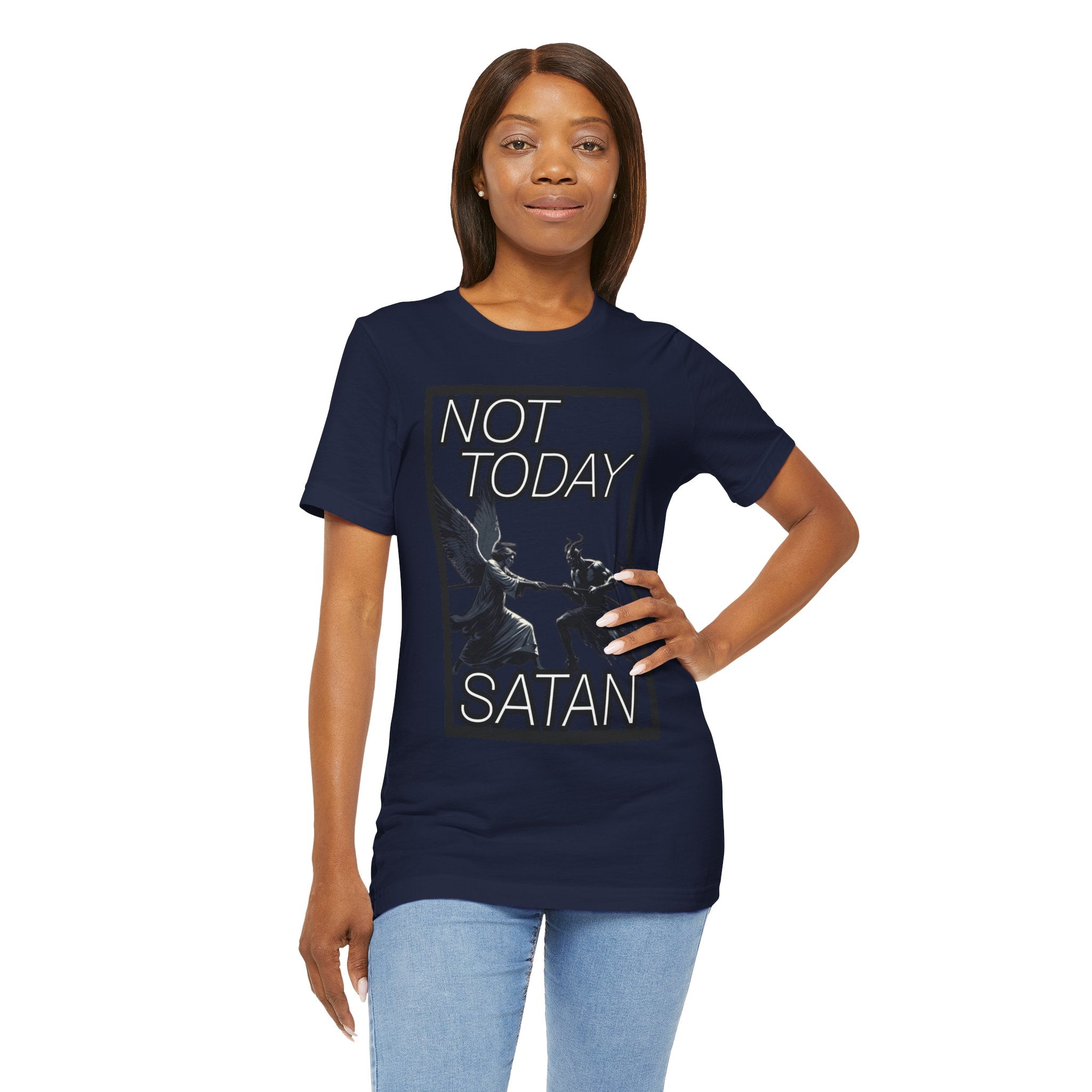 "Not Today Satan" Angel vs Demon Tug Of War Graphic Tee