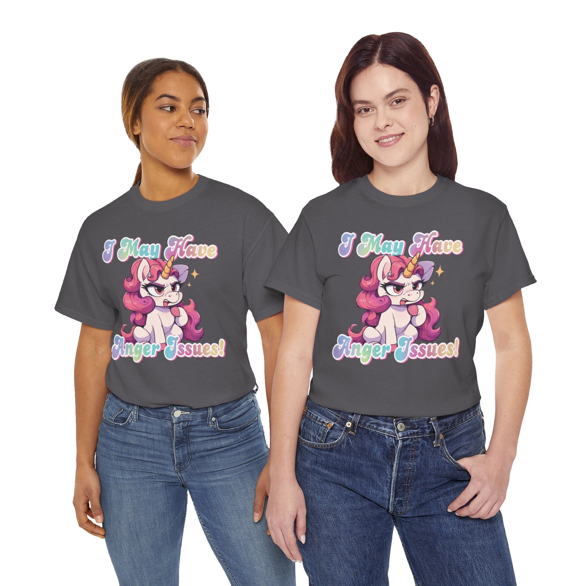 "I May Have Anger Issues" Cute Angry Unicorn Pastel Graphic Tee