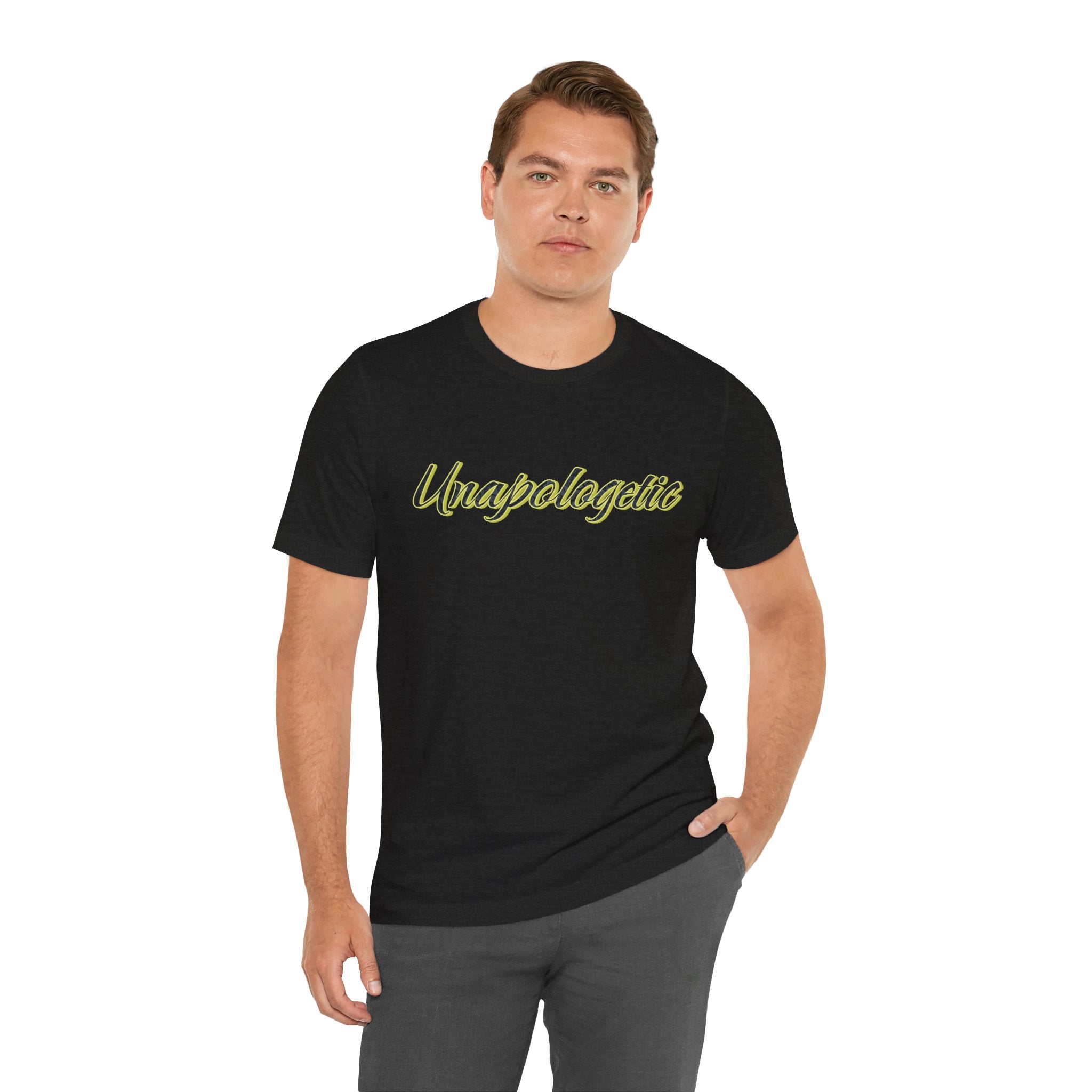 "Unapologetic" Bold Gold Lettering Graphic Tee