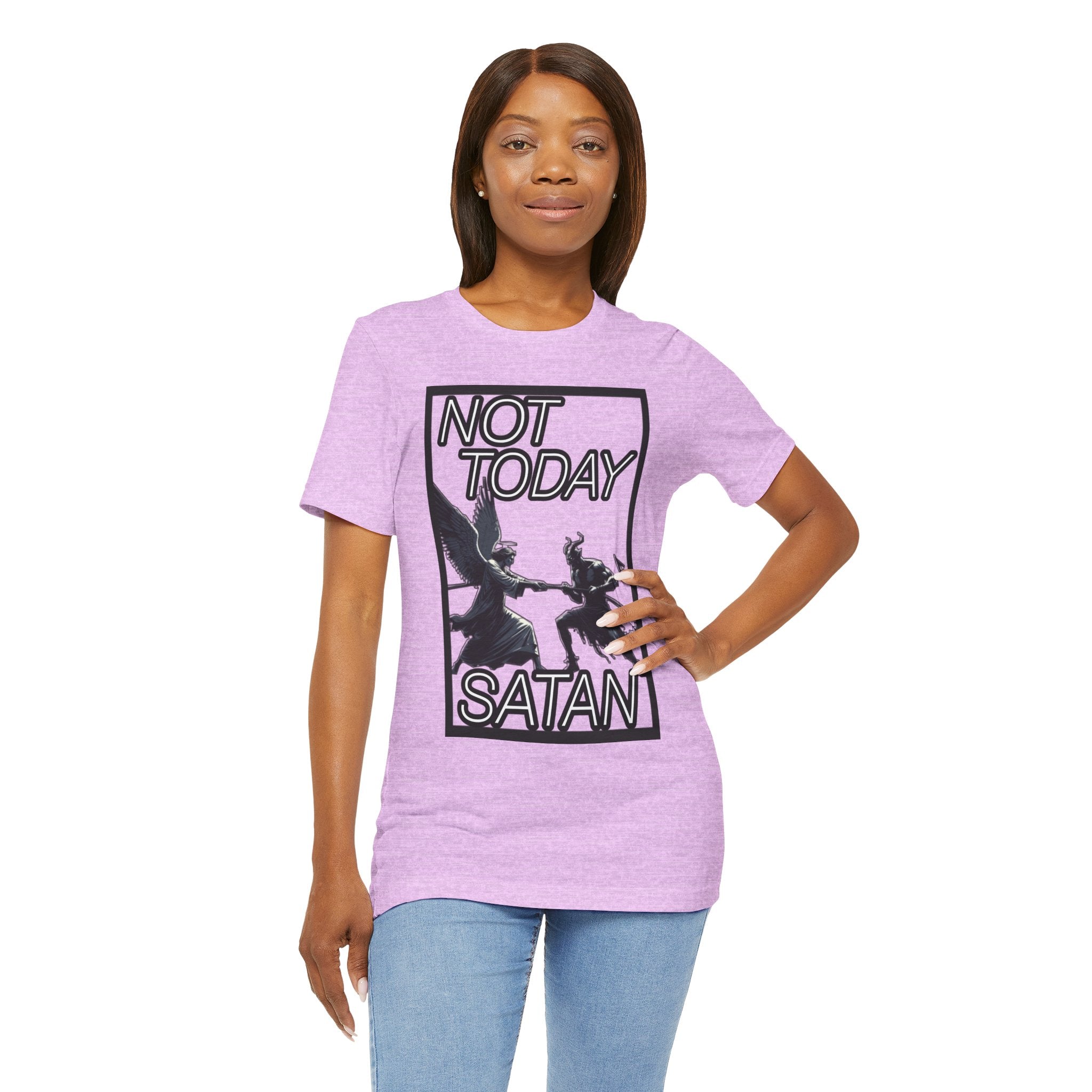 "Not Today Satan" Angel vs Demon Tug Of War Graphic Tee
