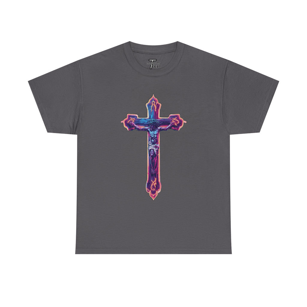 "Self Sacrifice" Neon Christian Cross Graphic Tee