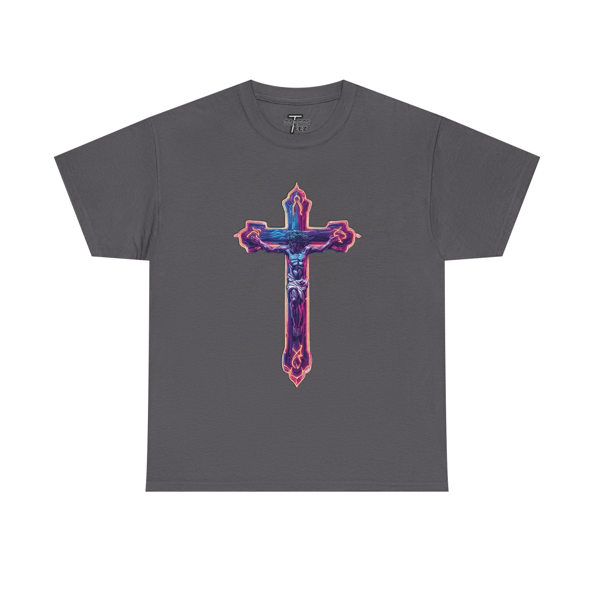 "Self Sacrifice" Neon Christian Cross Graphic Tee