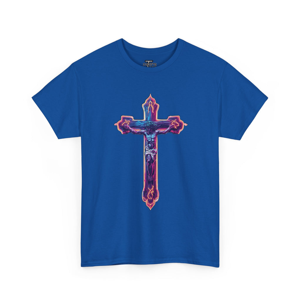 "Self Sacrifice" Neon Christian Cross Graphic Tee