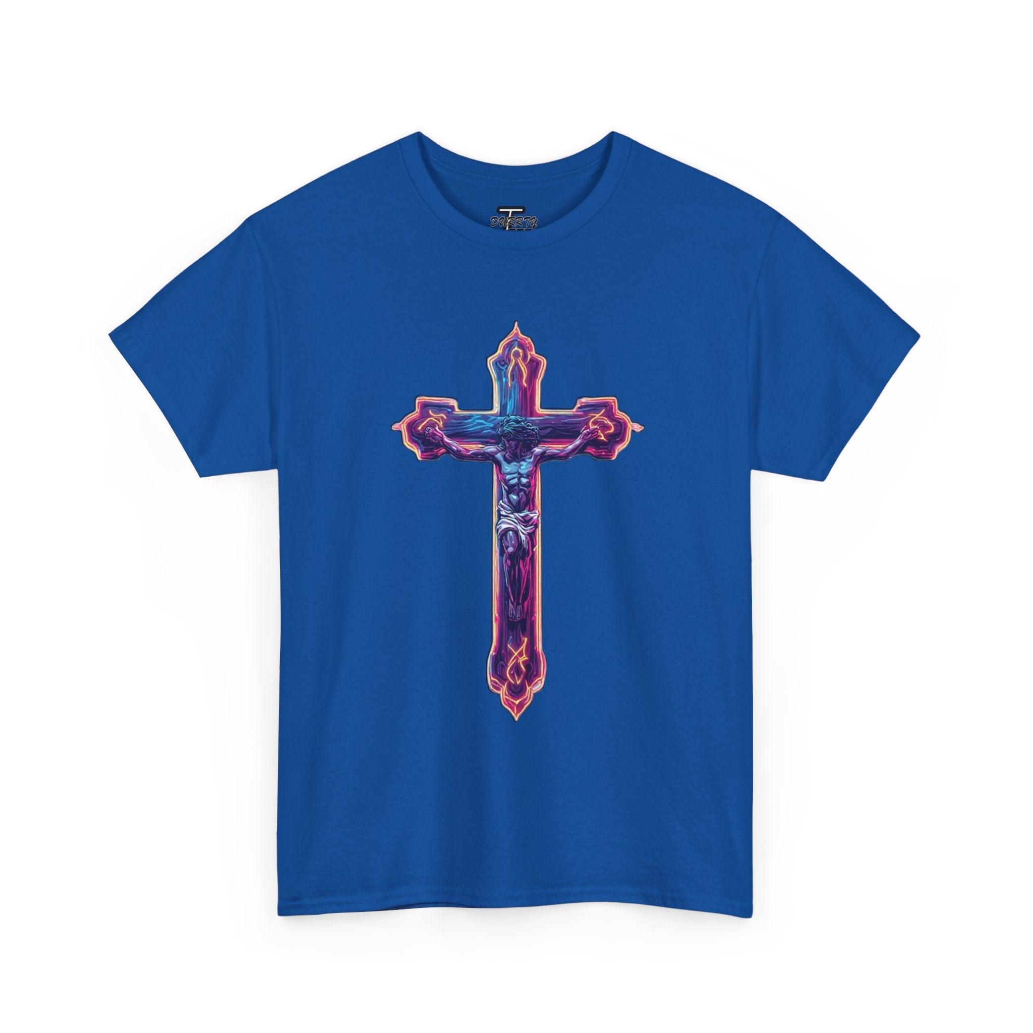 "Self Sacrifice" Neon Christian Cross Graphic Tee