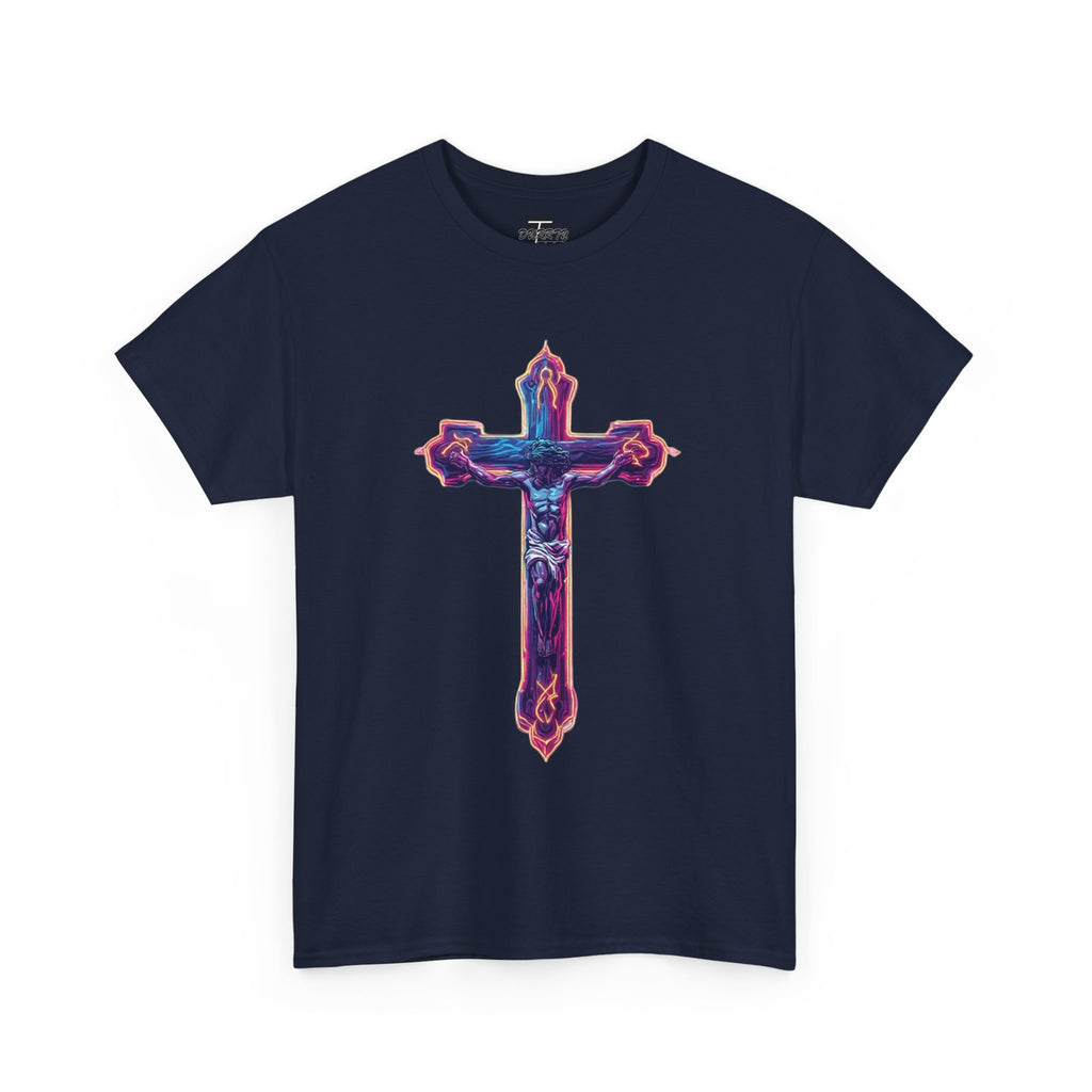 "Self Sacrifice" Neon Christian Cross Graphic Tee