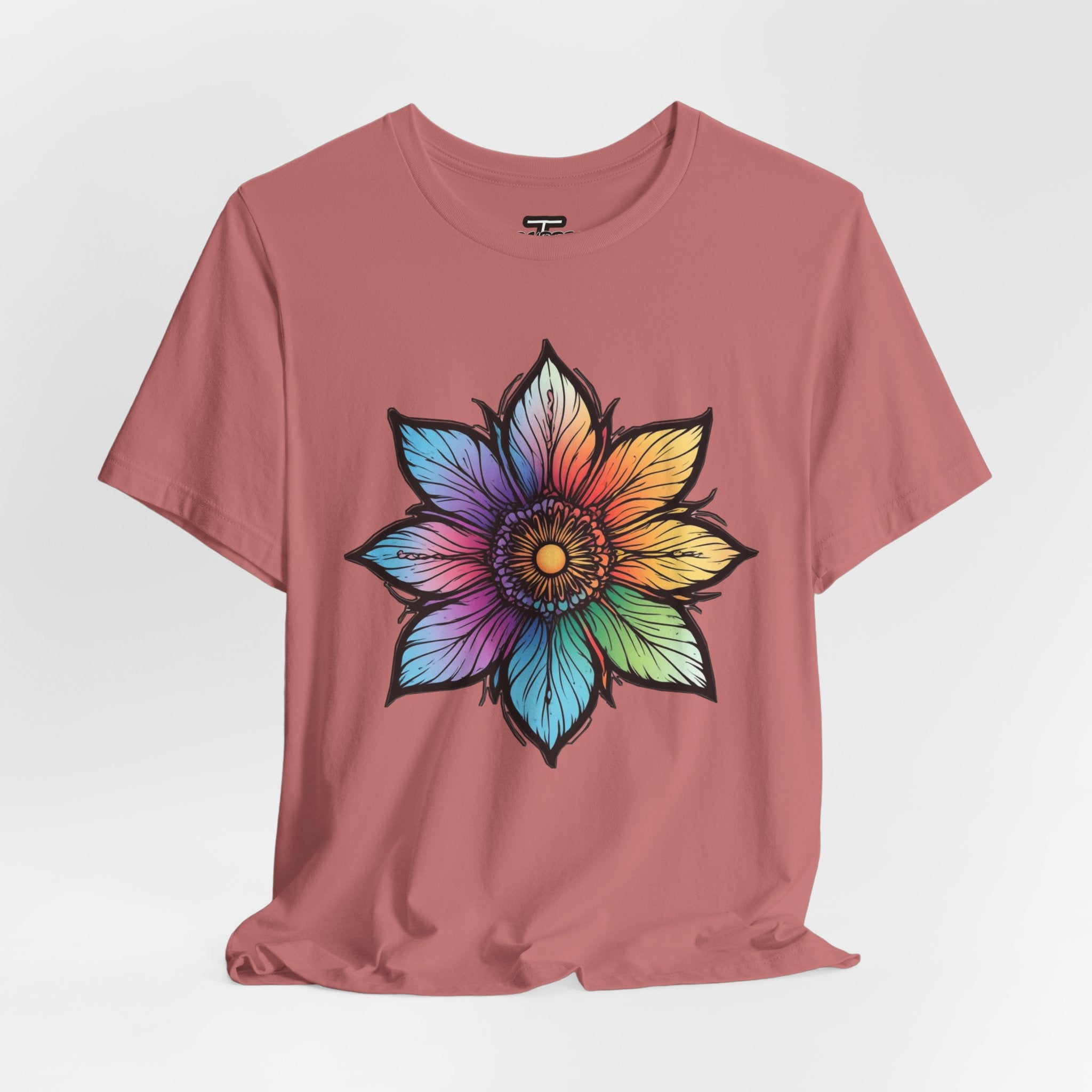 "Flower Power" Rainbow Colorful Graphic Tee