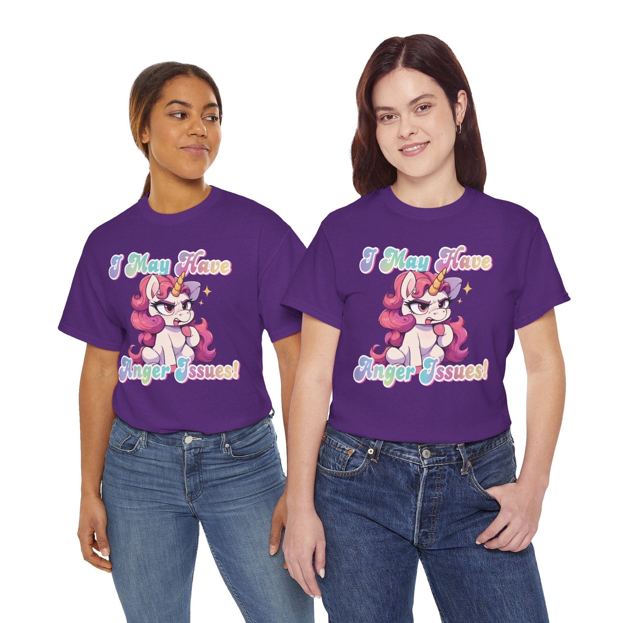 "I May Have Anger Issues" Cute Angry Unicorn Pastel Graphic Tee