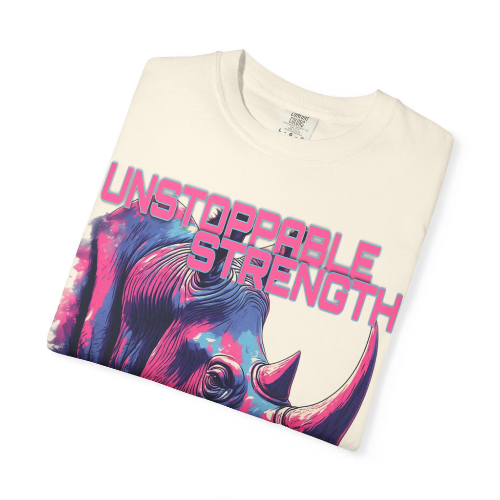 Unstoppable Strength Rhino T-Shirt — Bold Neon