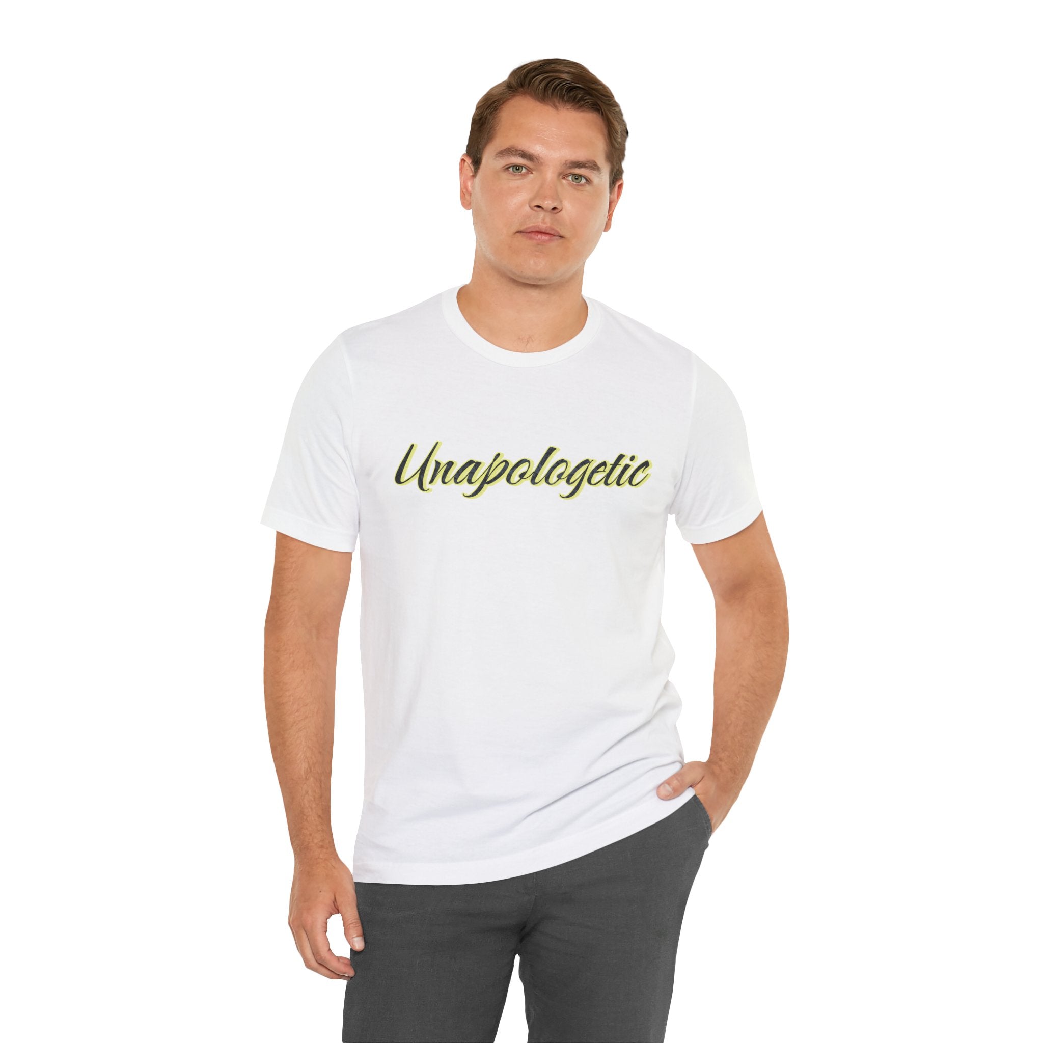 "Unapologetic" Bold Gold Lettering Graphic Tee