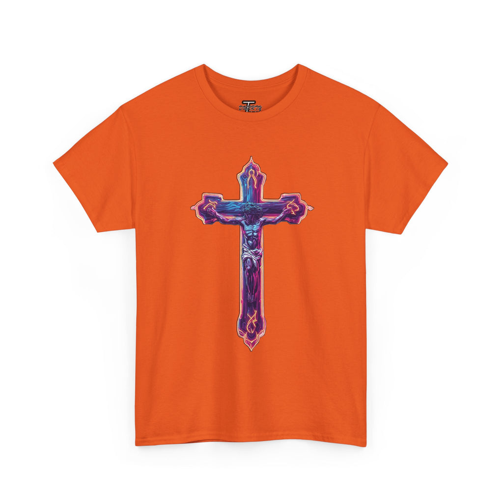 "Self Sacrifice" Neon Christian Cross Graphic Tee