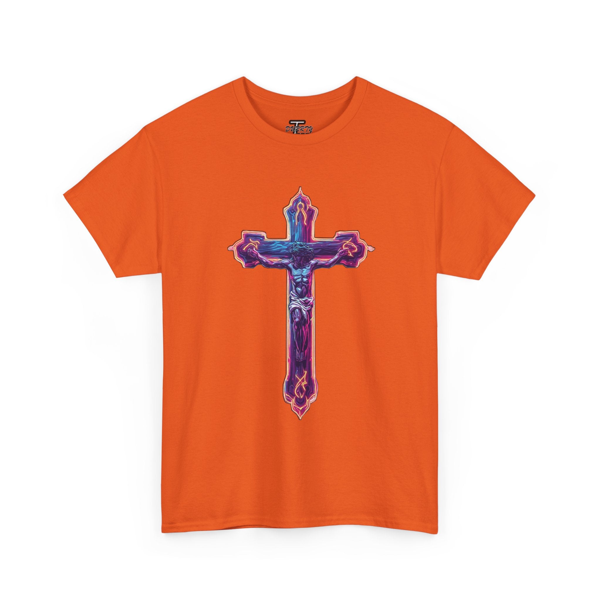 "Self Sacrifice" Neon Christian Cross Graphic Tee