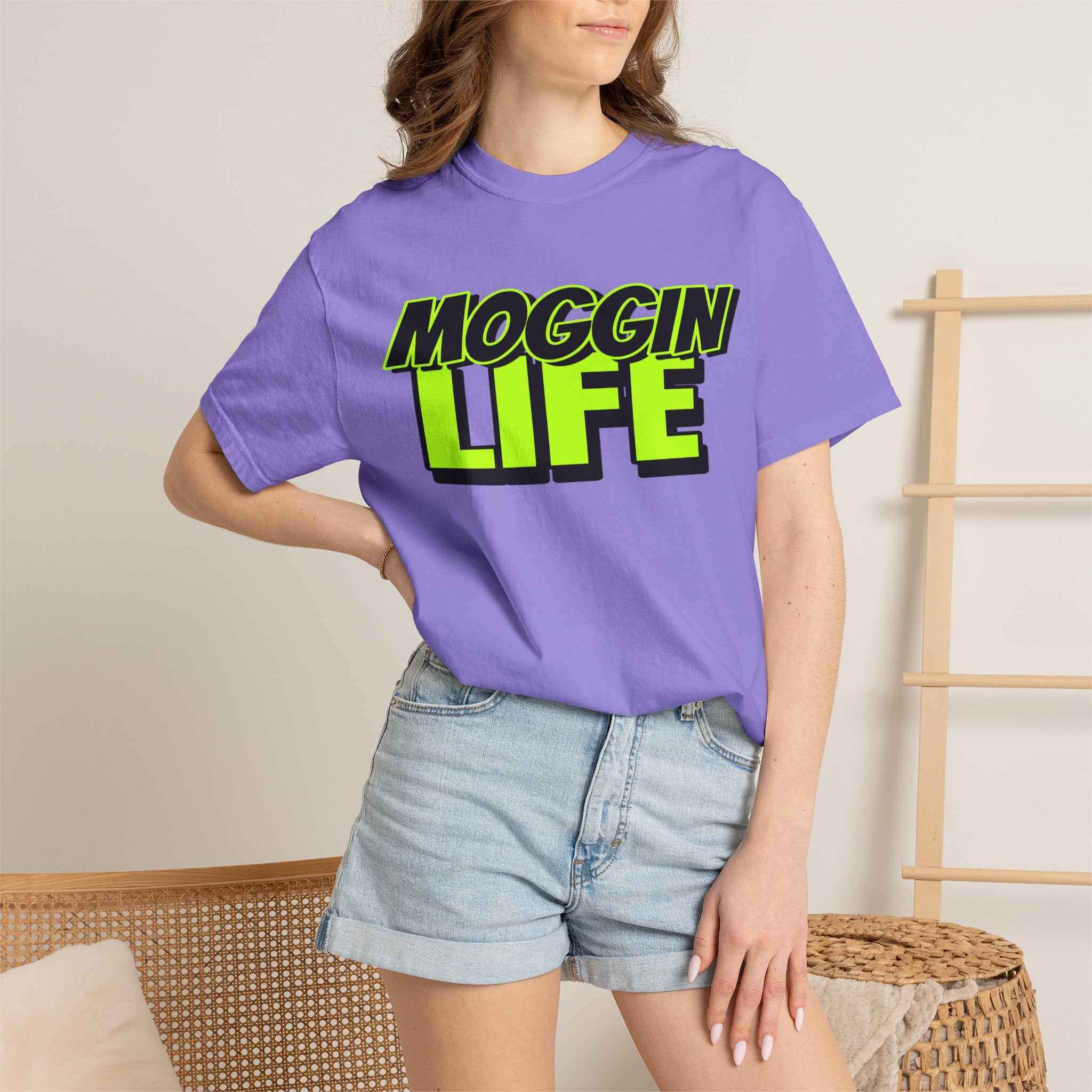 "Moggin Life" — Bold Neon Graphic Tee