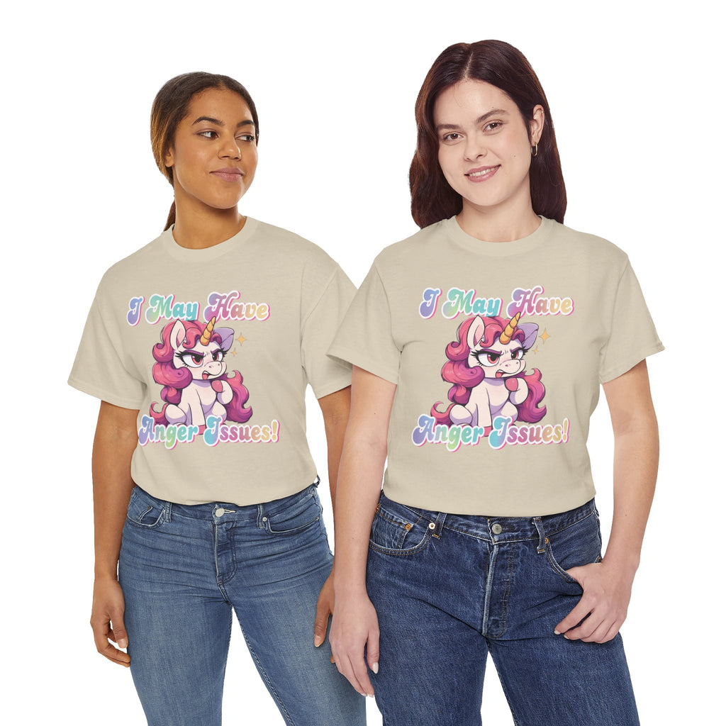 "I May Have Anger Issues" Cute Angry Unicorn Pastel Graphic Tee