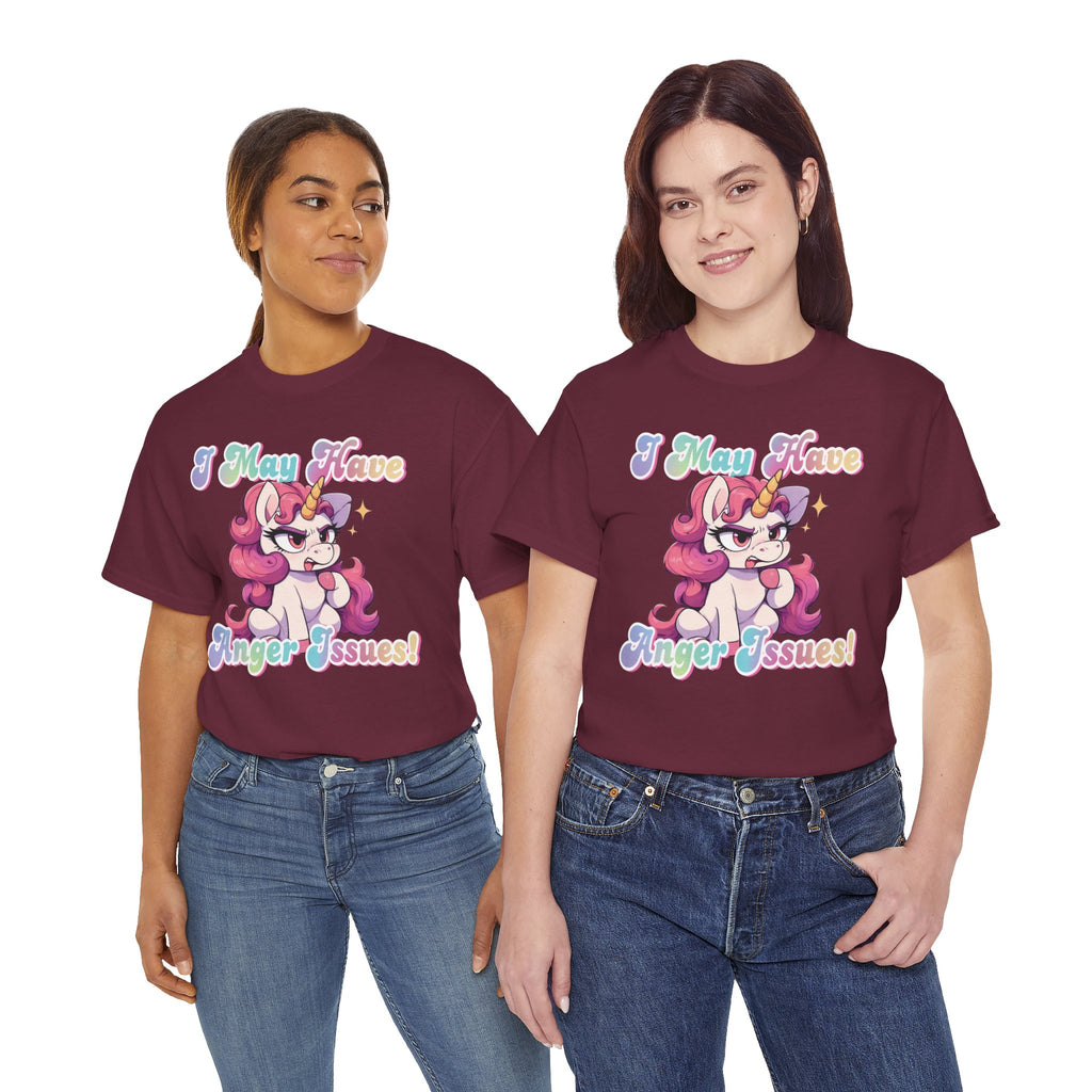 "I May Have Anger Issues" Cute Angry Unicorn Pastel Graphic Tee