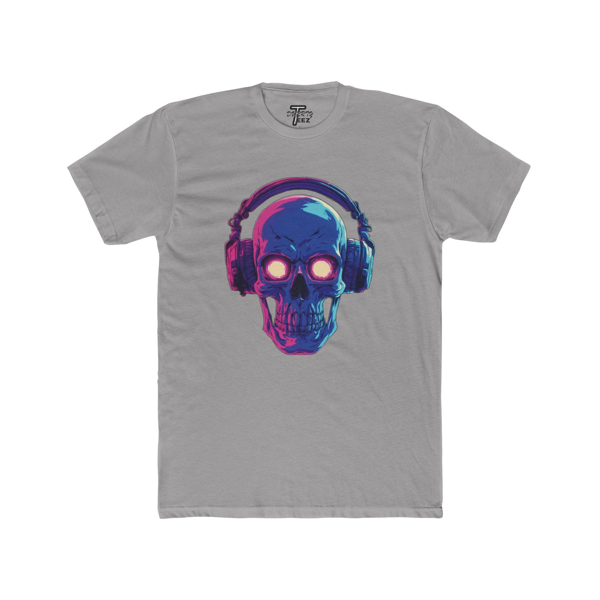"Music Till Death" V1 Neon Skull with Headphones Graphic Tee