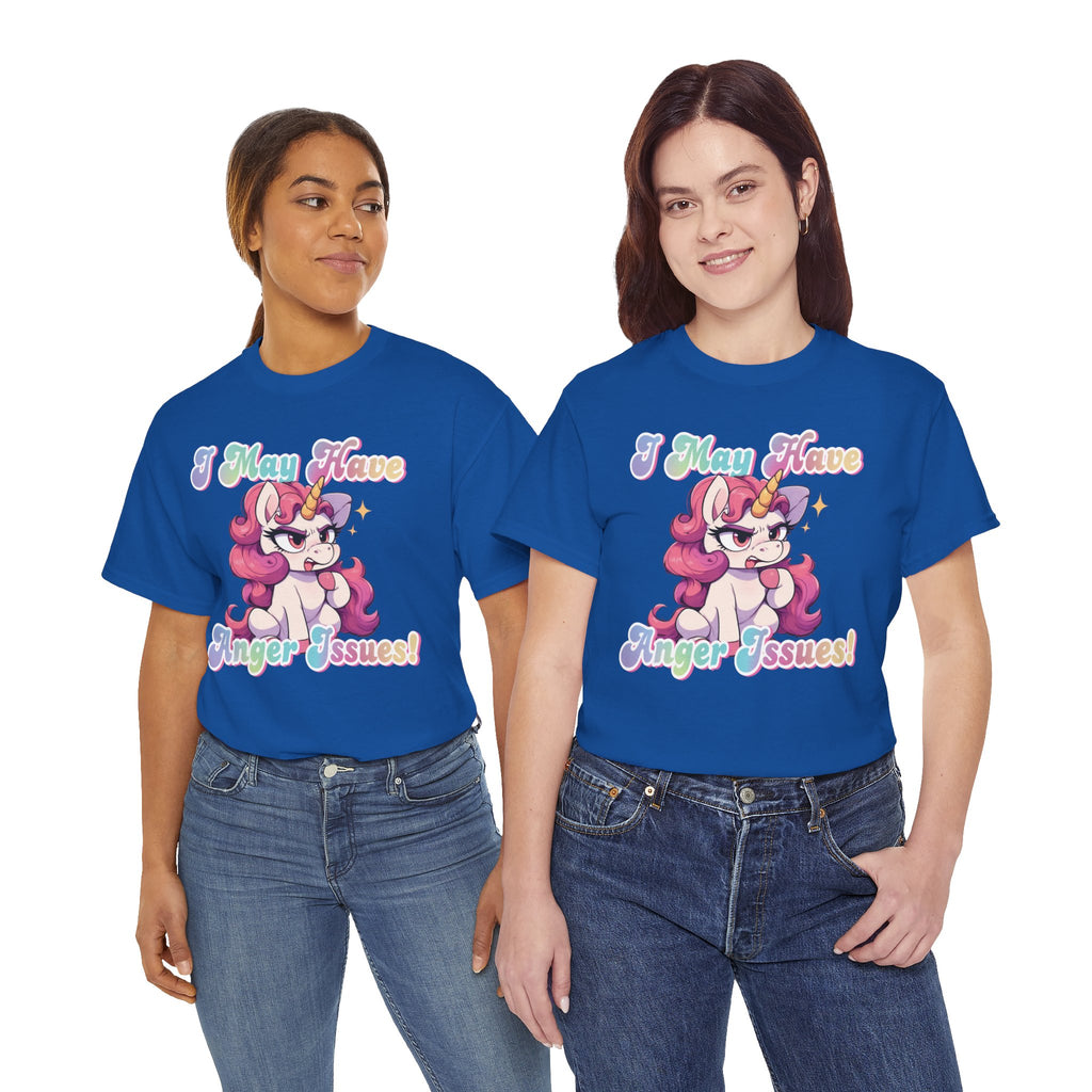 "I May Have Anger Issues" Cute Angry Unicorn Pastel Graphic Tee