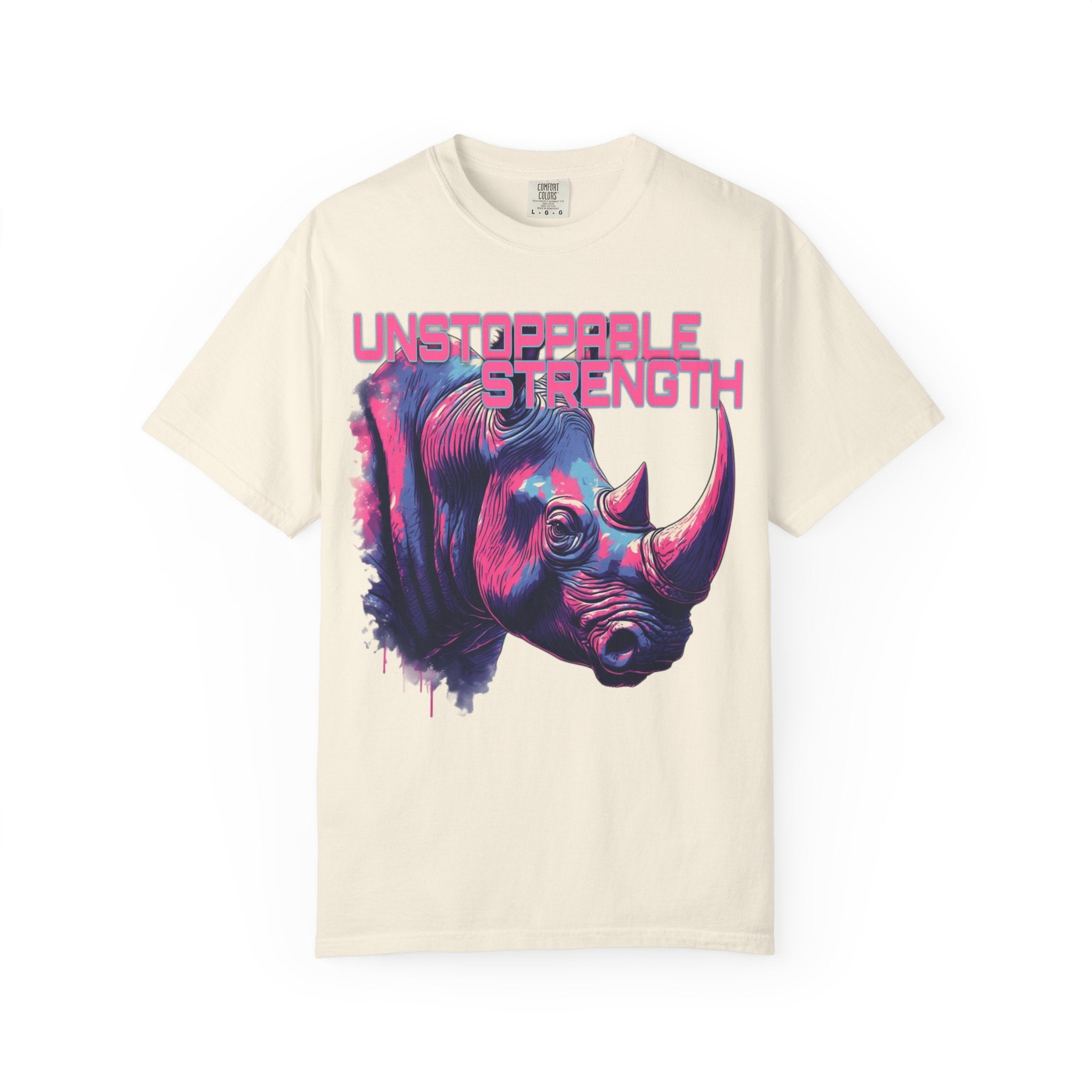 Unstoppable Strength Rhino T-Shirt — Bold Neon