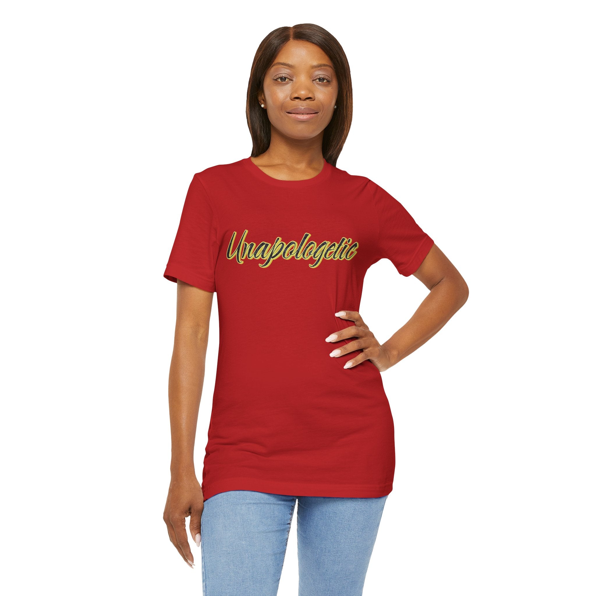 "Unapologetic" Bold Gold Lettering Graphic Tee