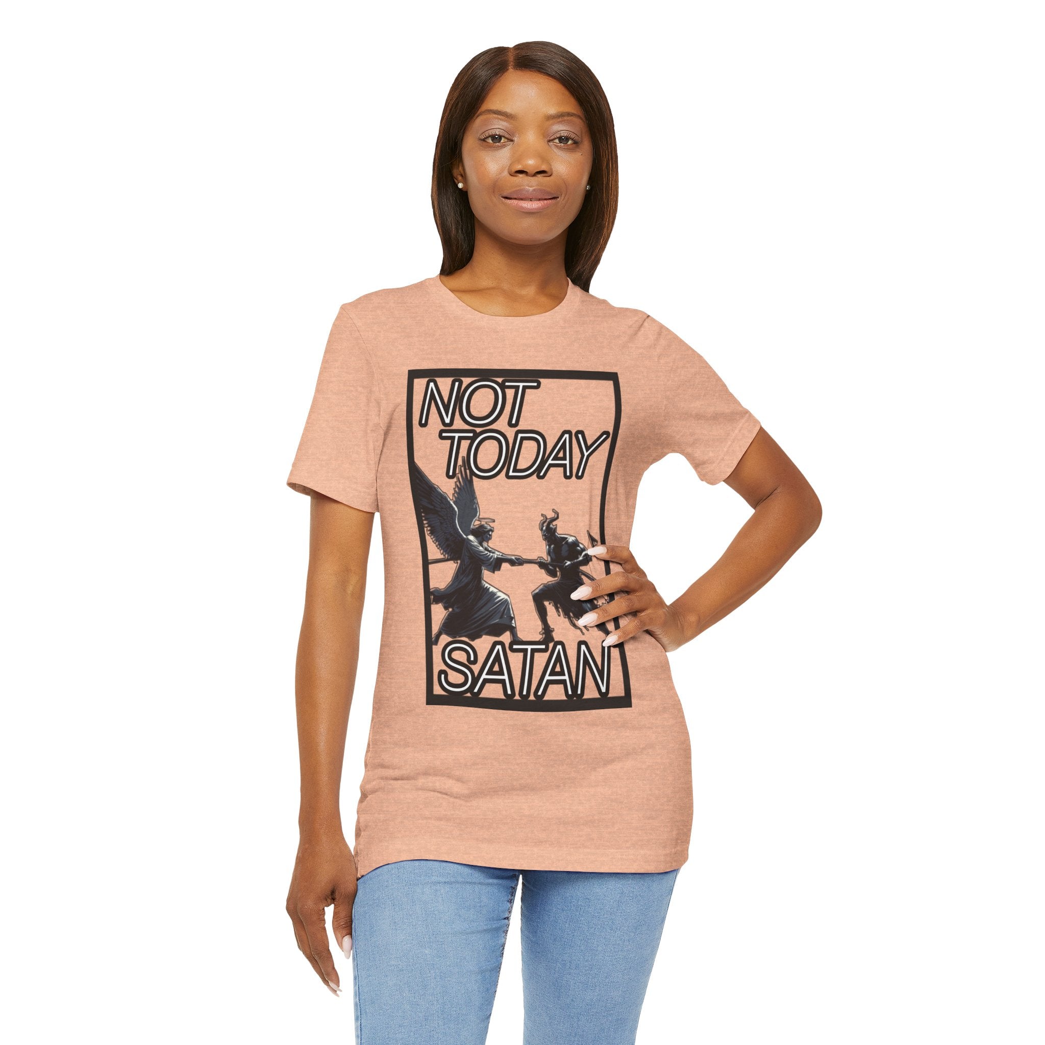 "Not Today Satan" Angel vs Demon Tug Of War Graphic Tee