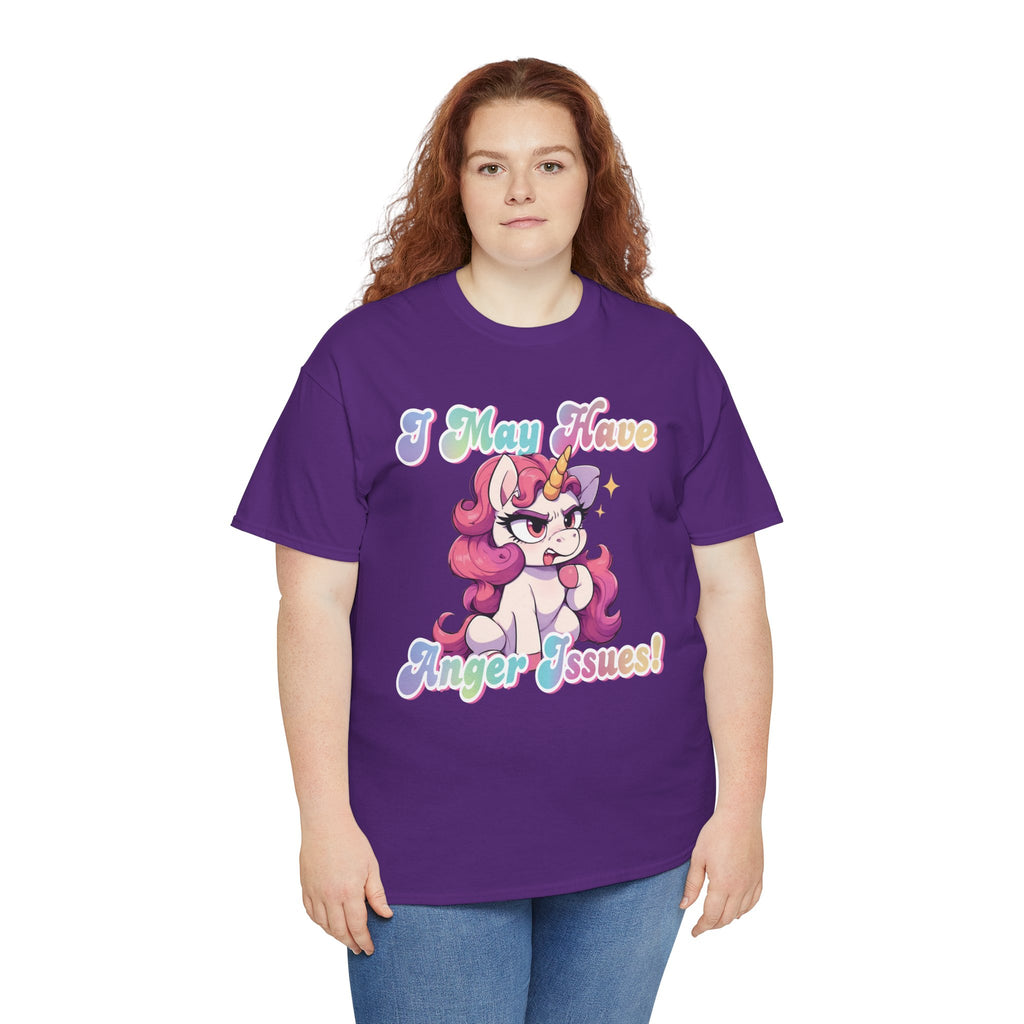"I May Have Anger Issues" Cute Angry Unicorn Pastel Graphic Tee