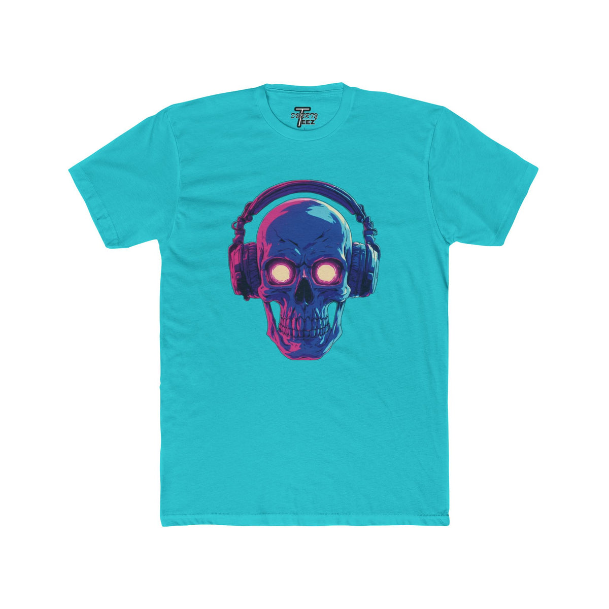 "Music Till Death" V1 Neon Skull with Headphones Graphic Tee