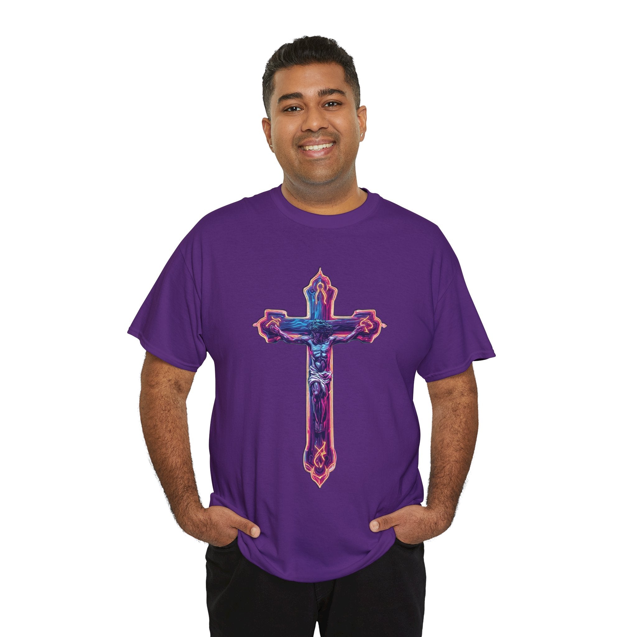 "Self Sacrifice" Neon Christian Cross Graphic Tee