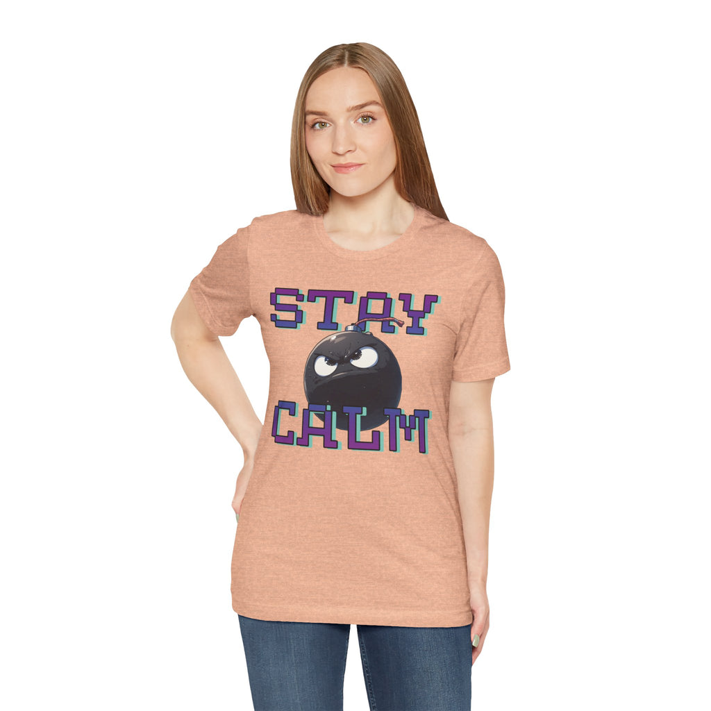 "Stay Calm" Retro Pixel Bomb Graphic Tee