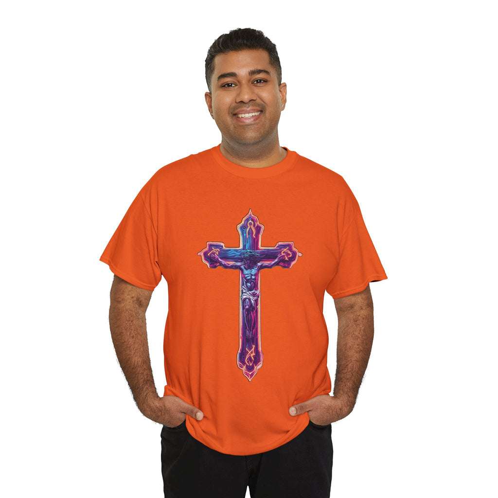 "Self Sacrifice" Neon Christian Cross Graphic Tee