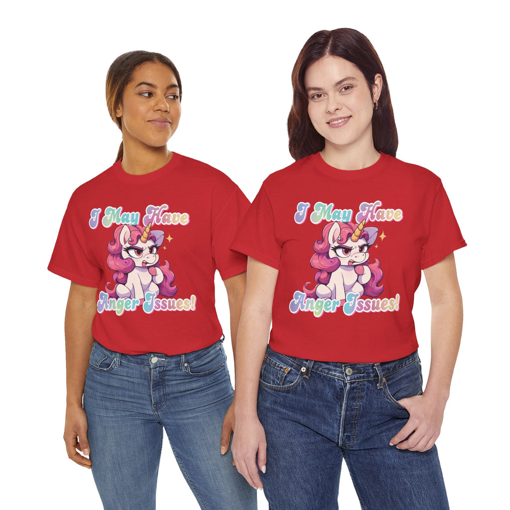 "I May Have Anger Issues" Cute Angry Unicorn Pastel Graphic Tee