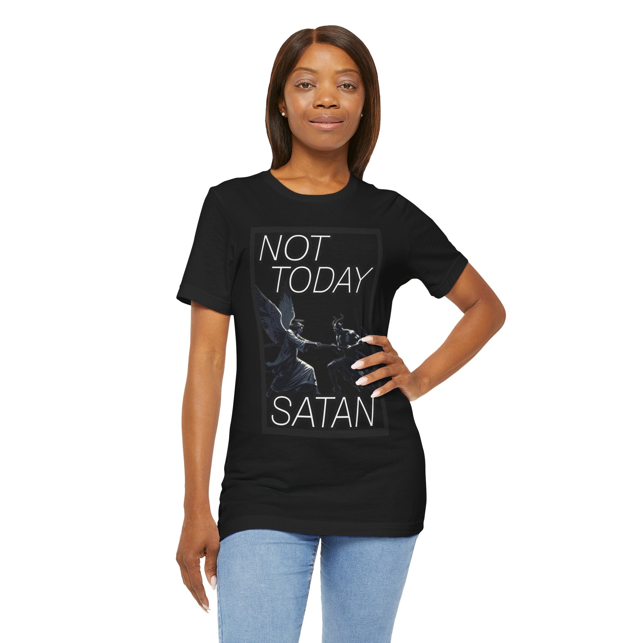 "Not Today Satan" Angel vs Demon Tug Of War Graphic Tee