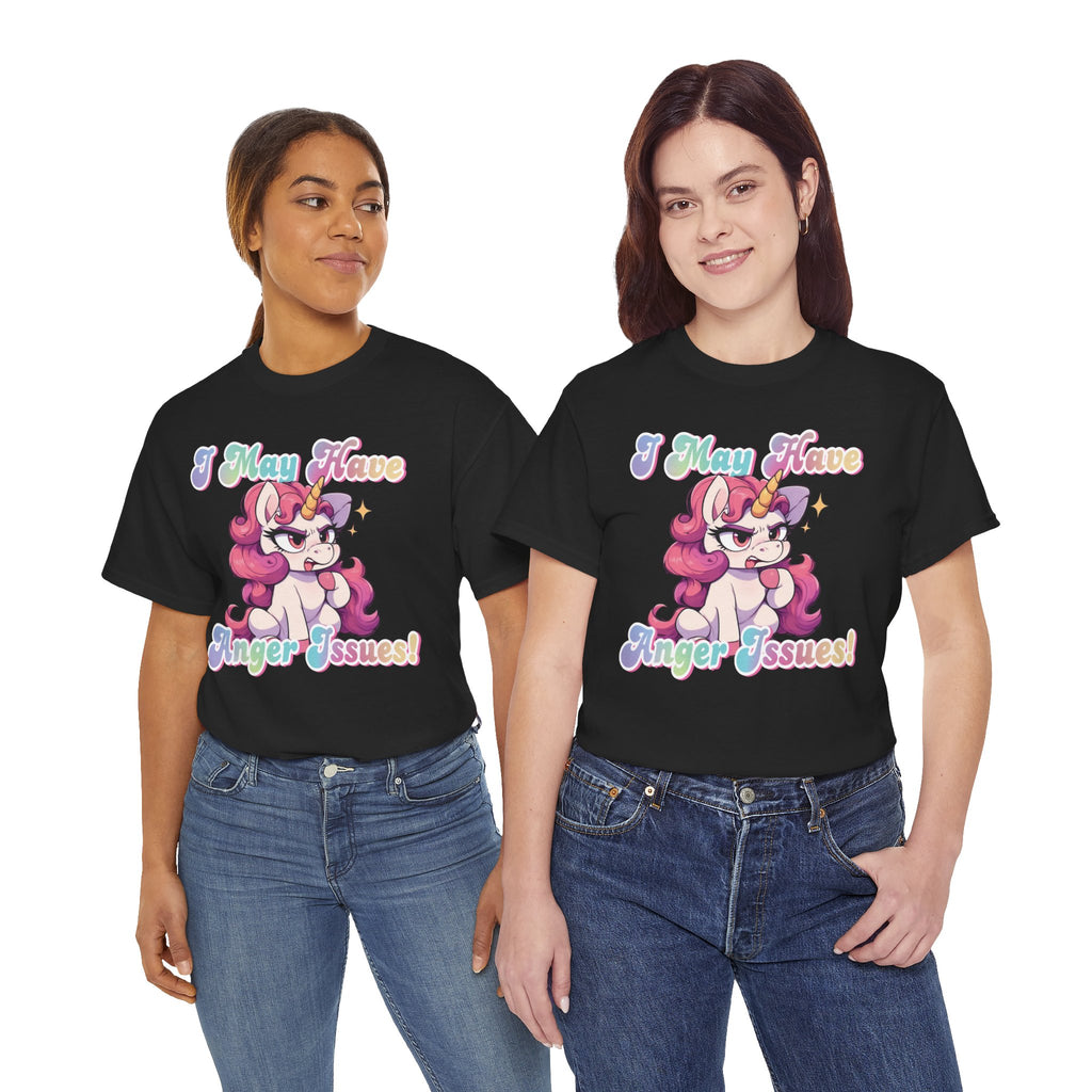 "I May Have Anger Issues" Cute Angry Unicorn Pastel Graphic Tee