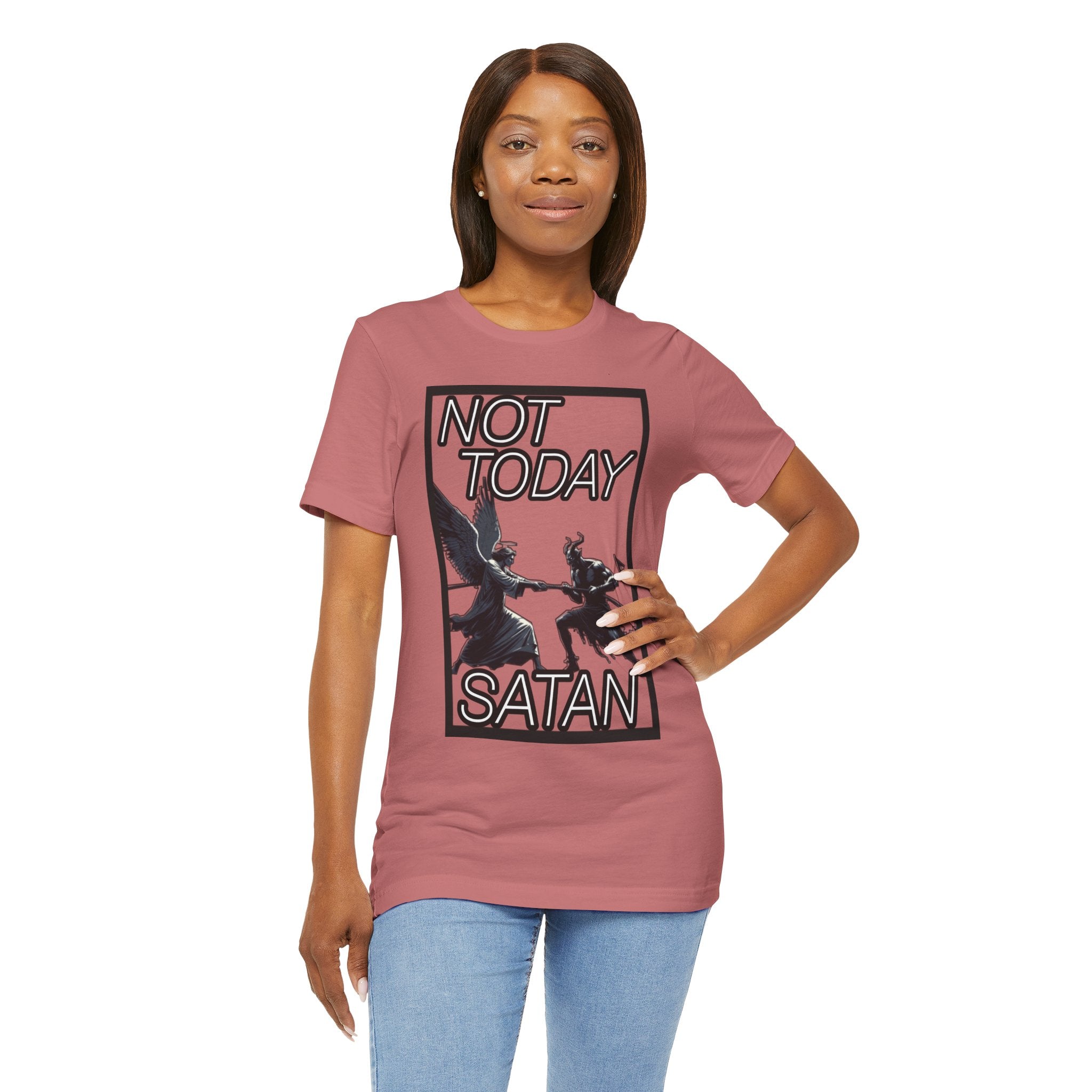 "Not Today Satan" Angel vs Demon Tug Of War Graphic Tee
