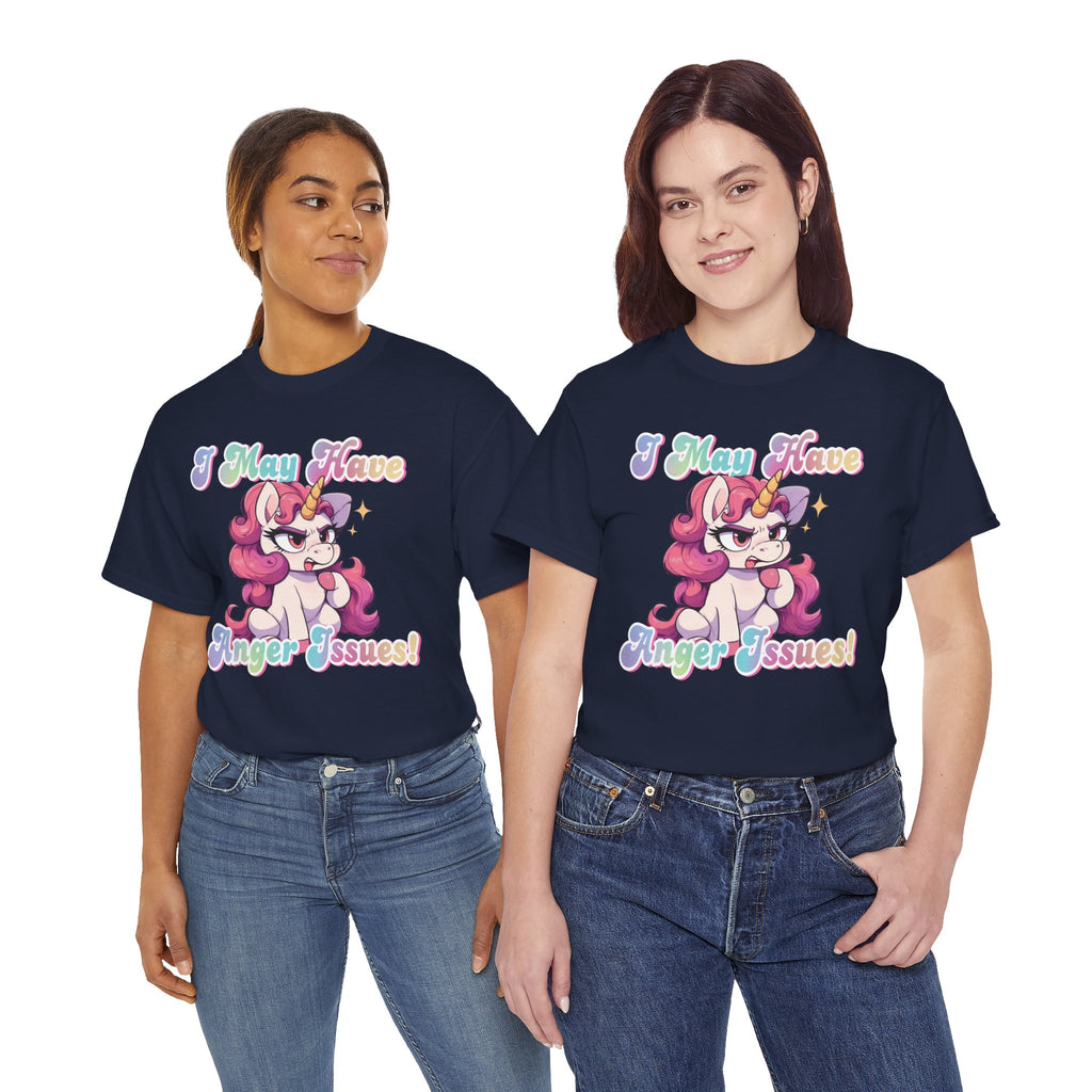 "I May Have Anger Issues" Cute Angry Unicorn Pastel Graphic Tee