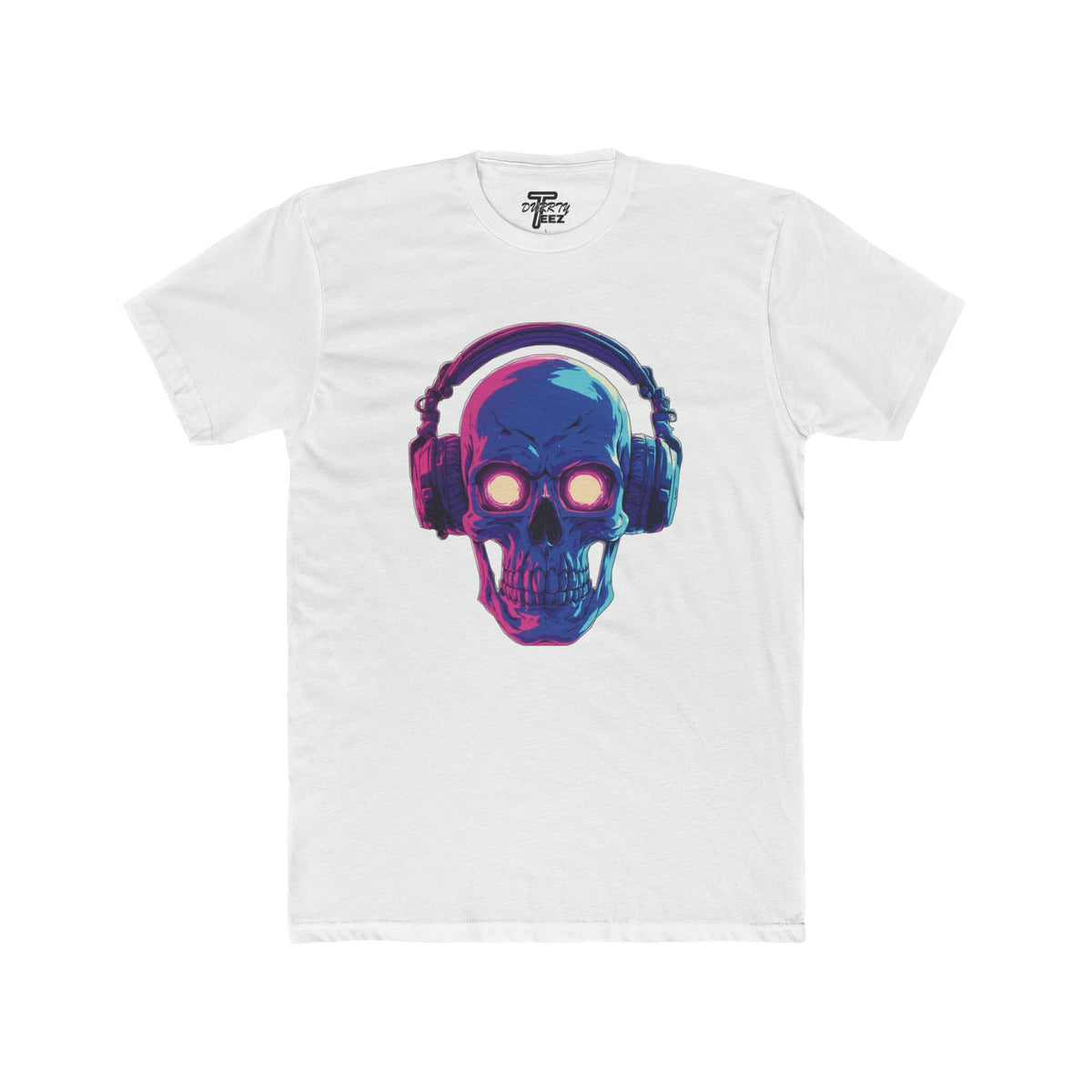 "Music Till Death" V1 Neon Skull with Headphones Graphic Tee