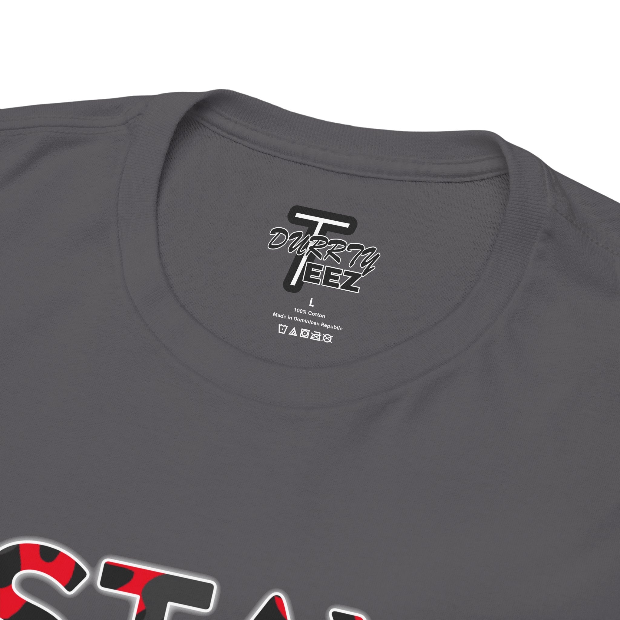 "Stay Based!" Bold Red/Black Camo Graphic Tee