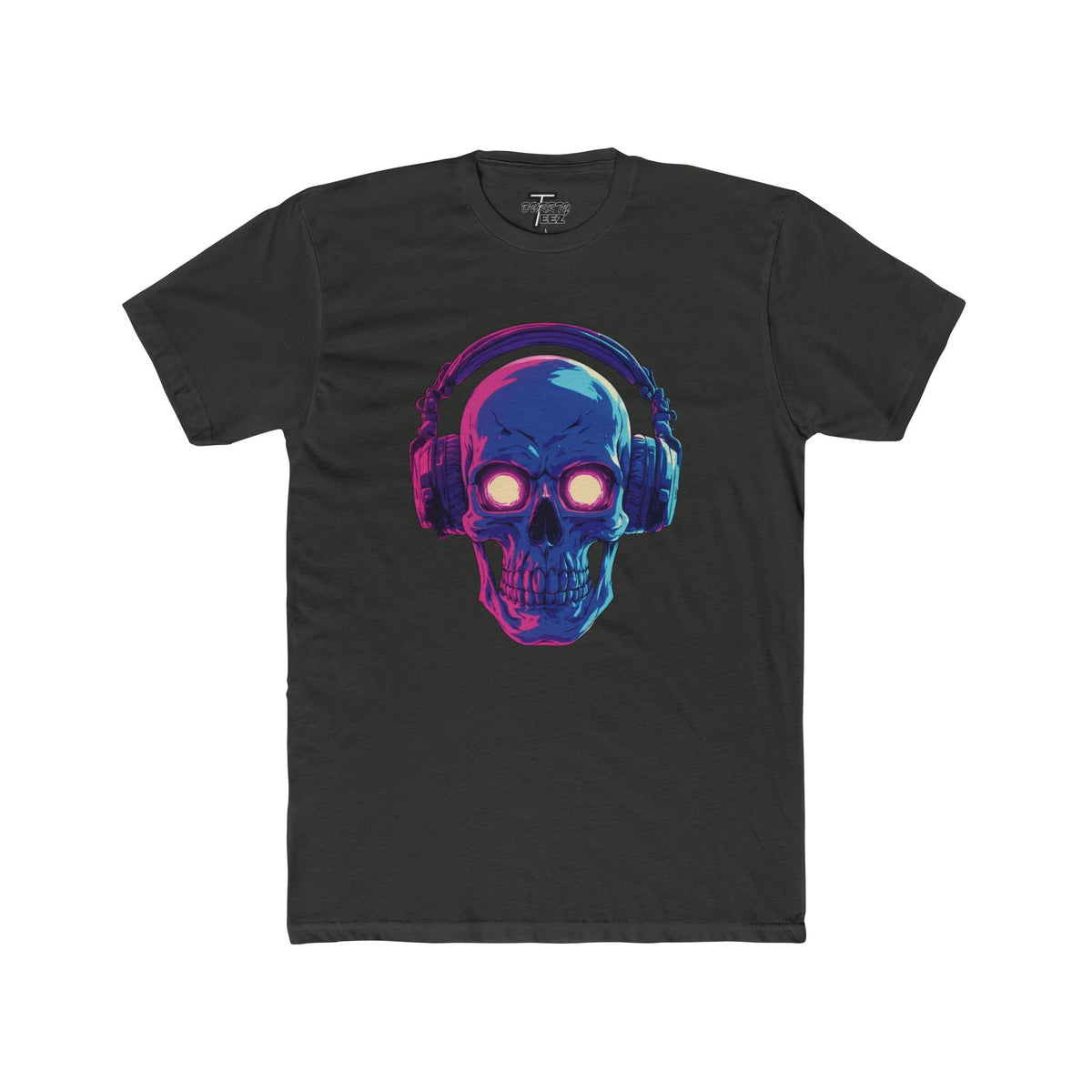 "Music Till Death" V1 Neon Skull with Headphones Graphic Tee