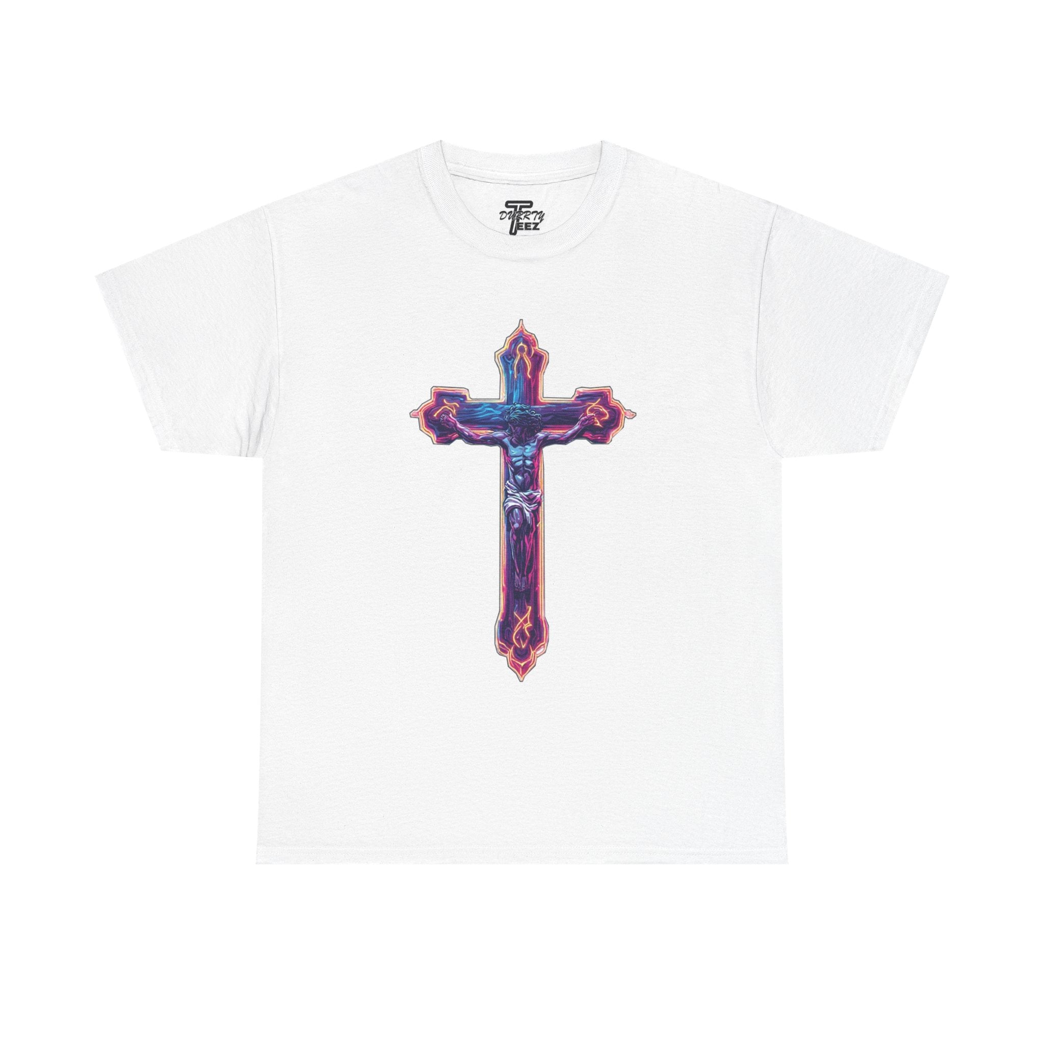 "Self Sacrifice" Neon Christian Cross Graphic Tee