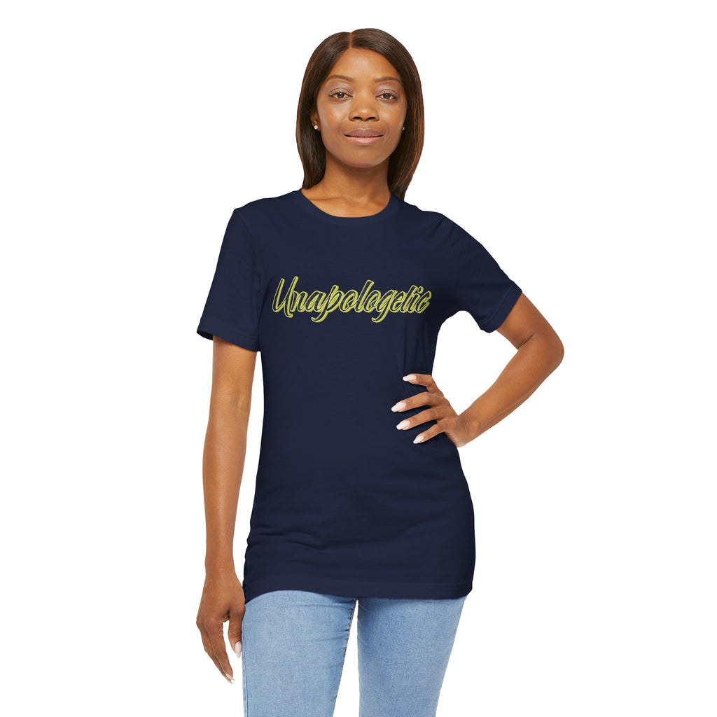"Unapologetic" Bold Gold Lettering Graphic Tee
