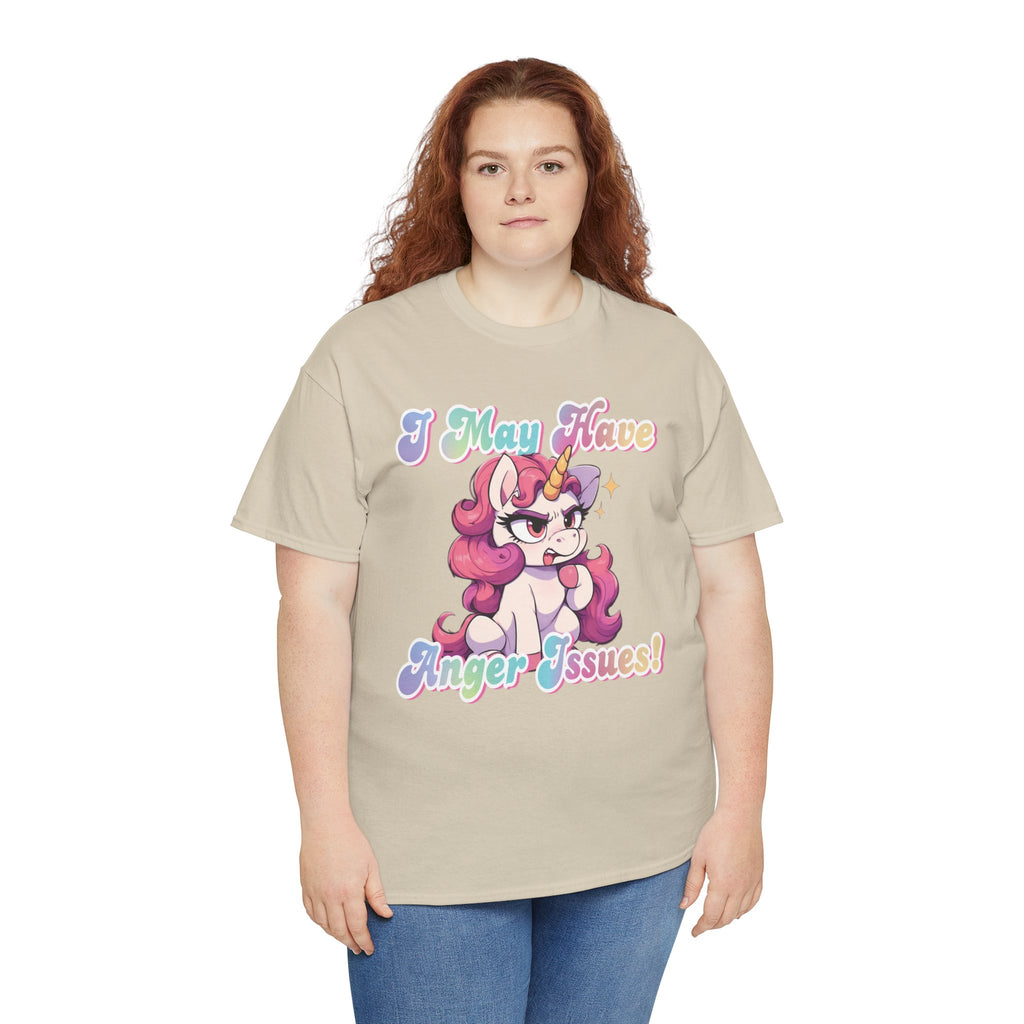 "I May Have Anger Issues" Cute Angry Unicorn Pastel Graphic Tee