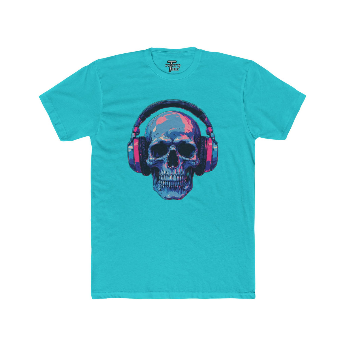 "Music Till Death" V2 Neon Skull with Headphones Graphic Tee