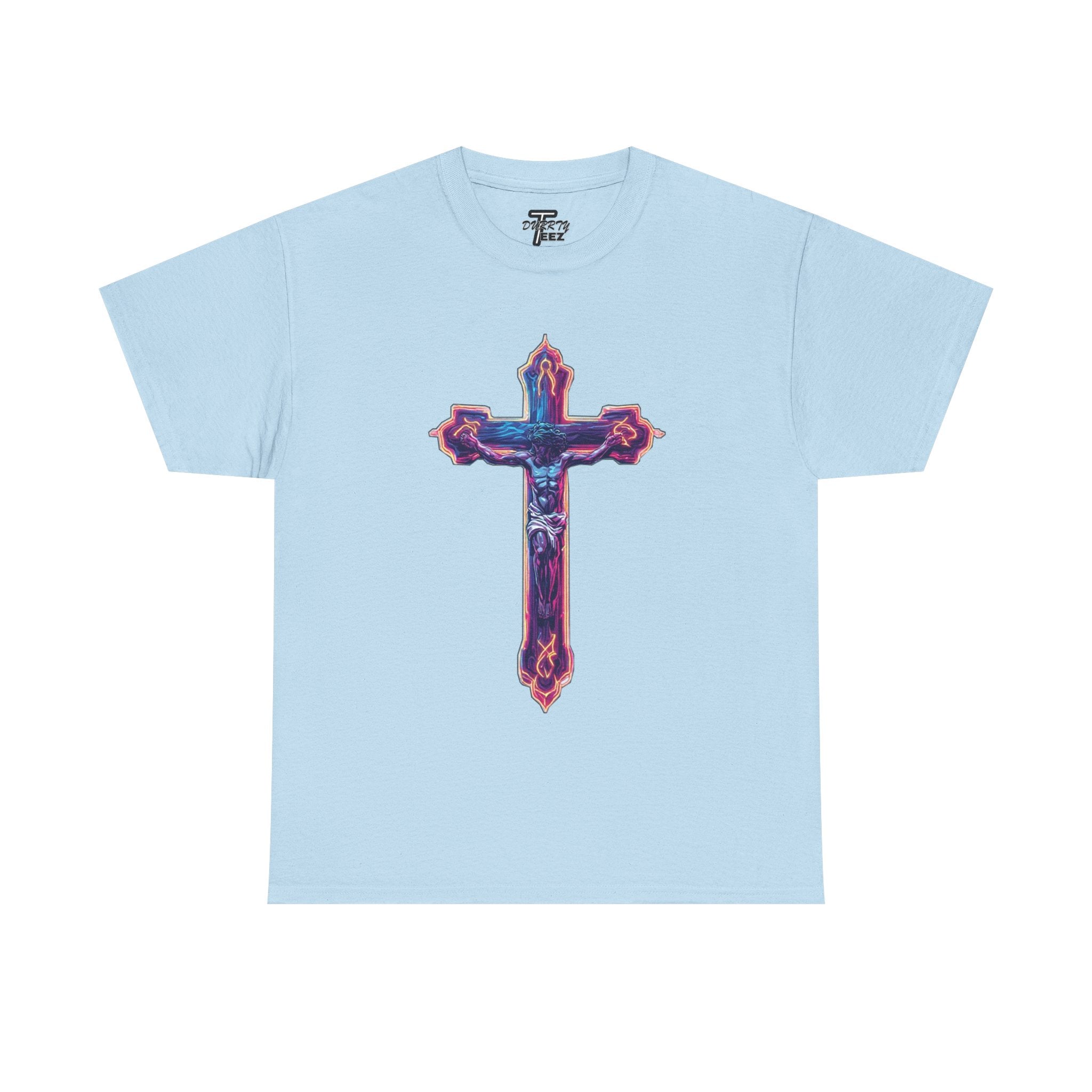 "Self Sacrifice" Neon Christian Cross Graphic Tee
