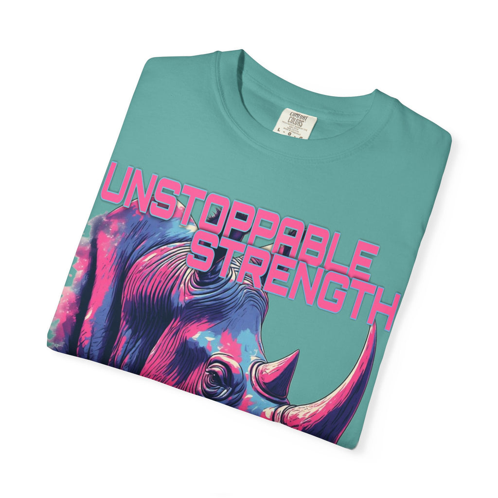 Unstoppable Strength Rhino T-Shirt — Bold Neon
