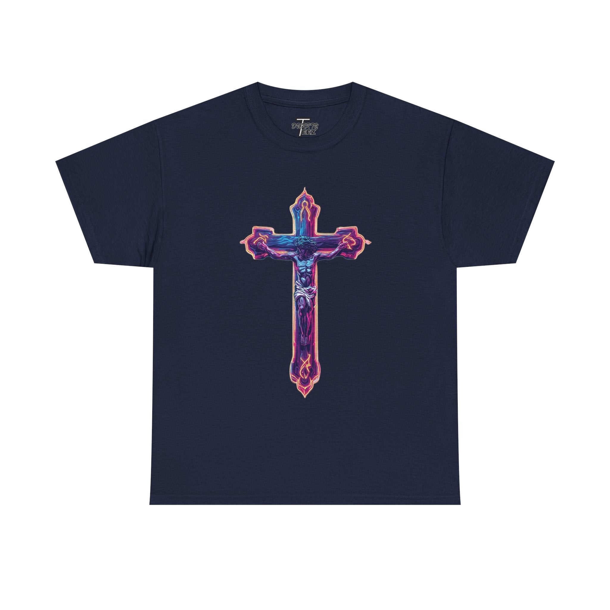 "Self Sacrifice" Neon Christian Cross Graphic Tee