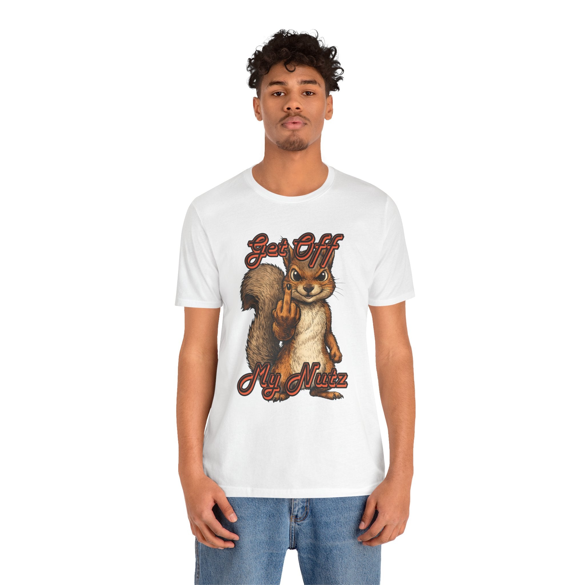 "Get Off My Nutz" Funny Middle Finger Squirrel Graphic Tee